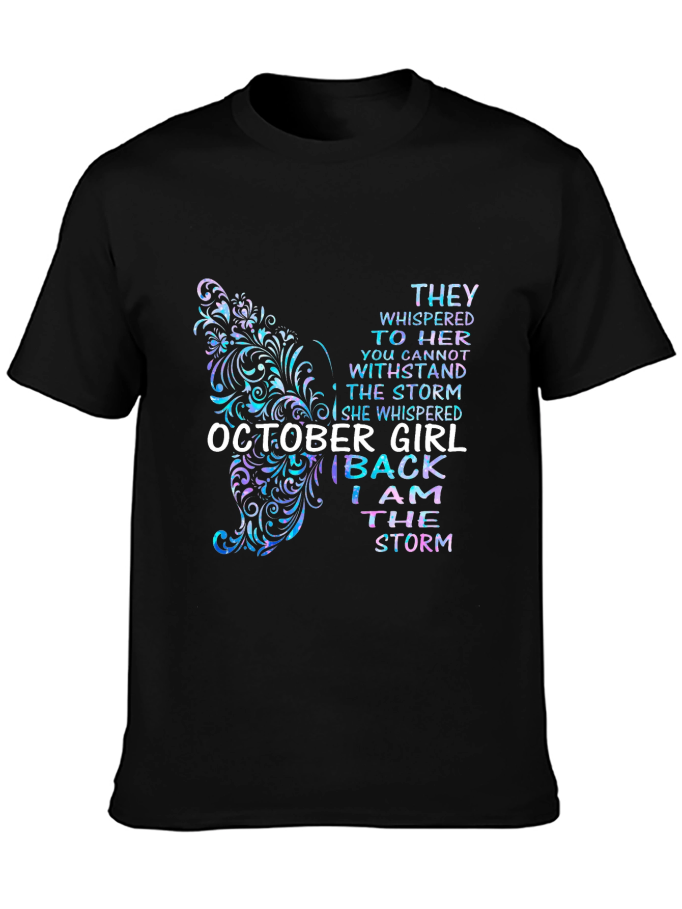 Black October Girl Butterfly Storm T-Shirt view 3