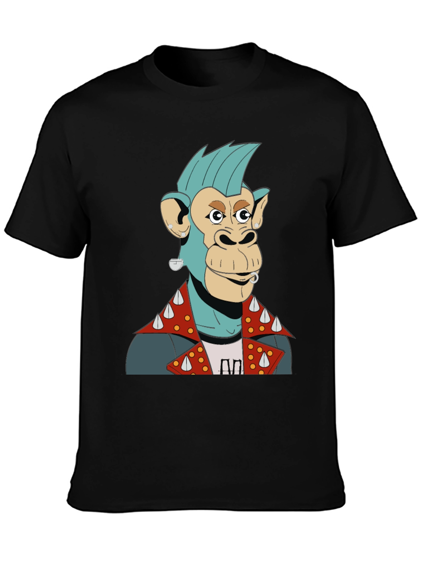 Black Cool Punk Ape Graphic T-Shirt view 3
