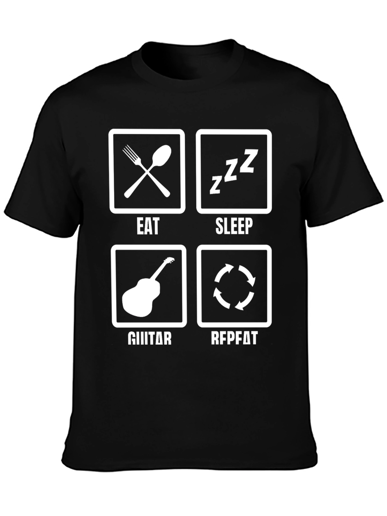 Black Eat Sleep Guitar Repeat T-Shirt view 3
