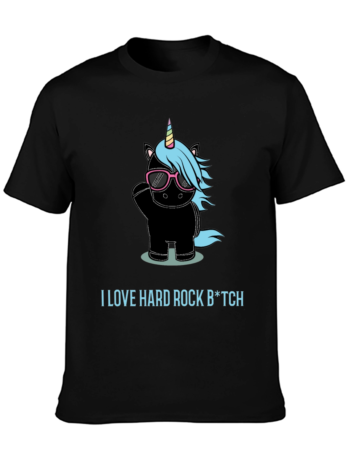 Black Hard Rock Unicorn Graphic T-Shirt view 3
