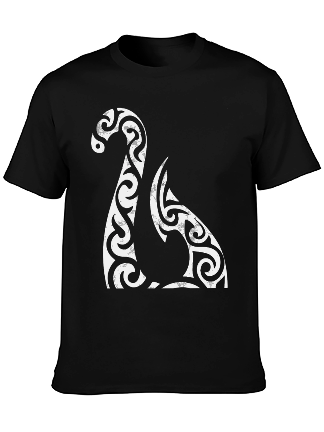 Black Tribal Dragon Graphic Tee - Black Cotton Blend T-Shirt view 3