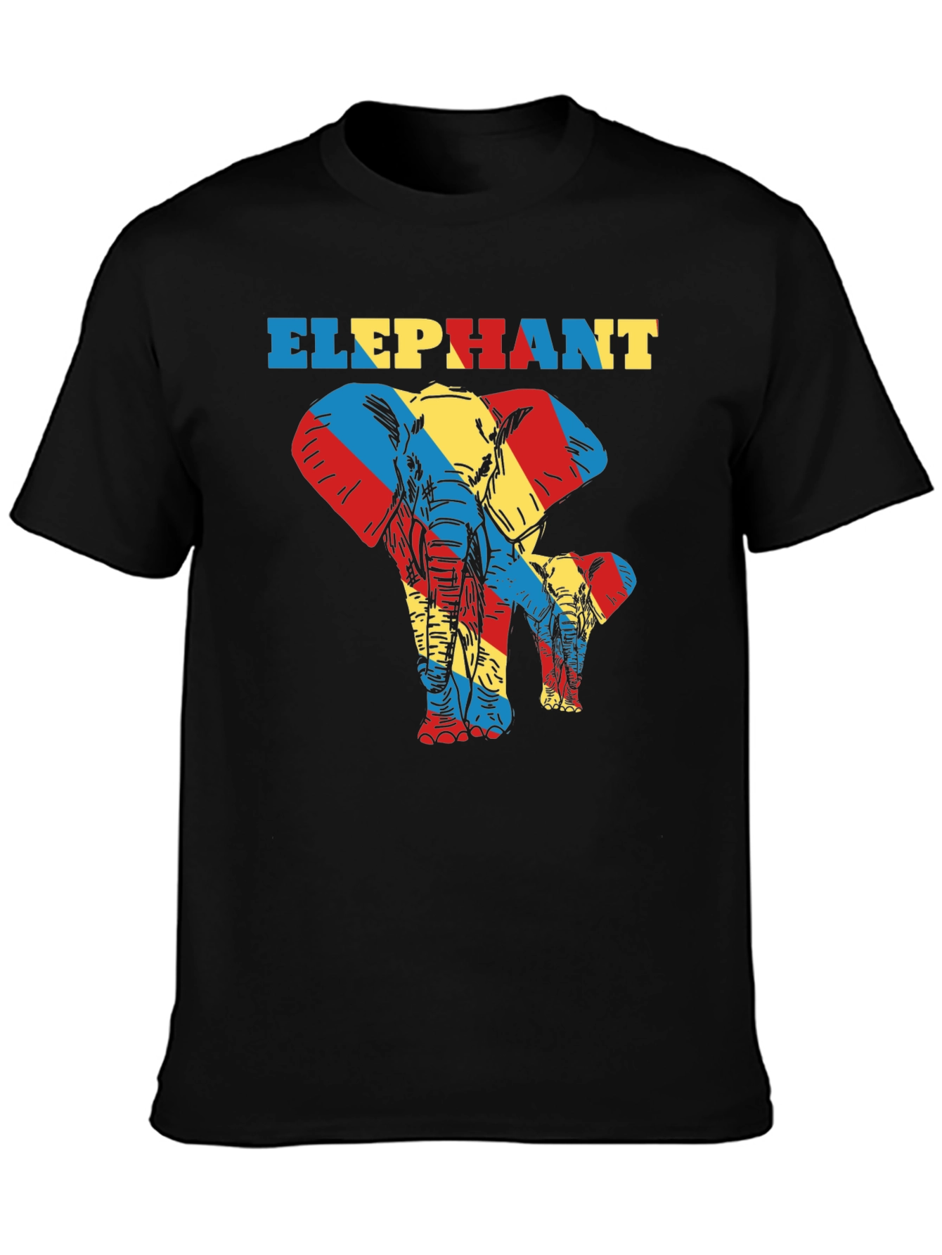 Black Elephant Graphic Print Black T-Shirt view 3