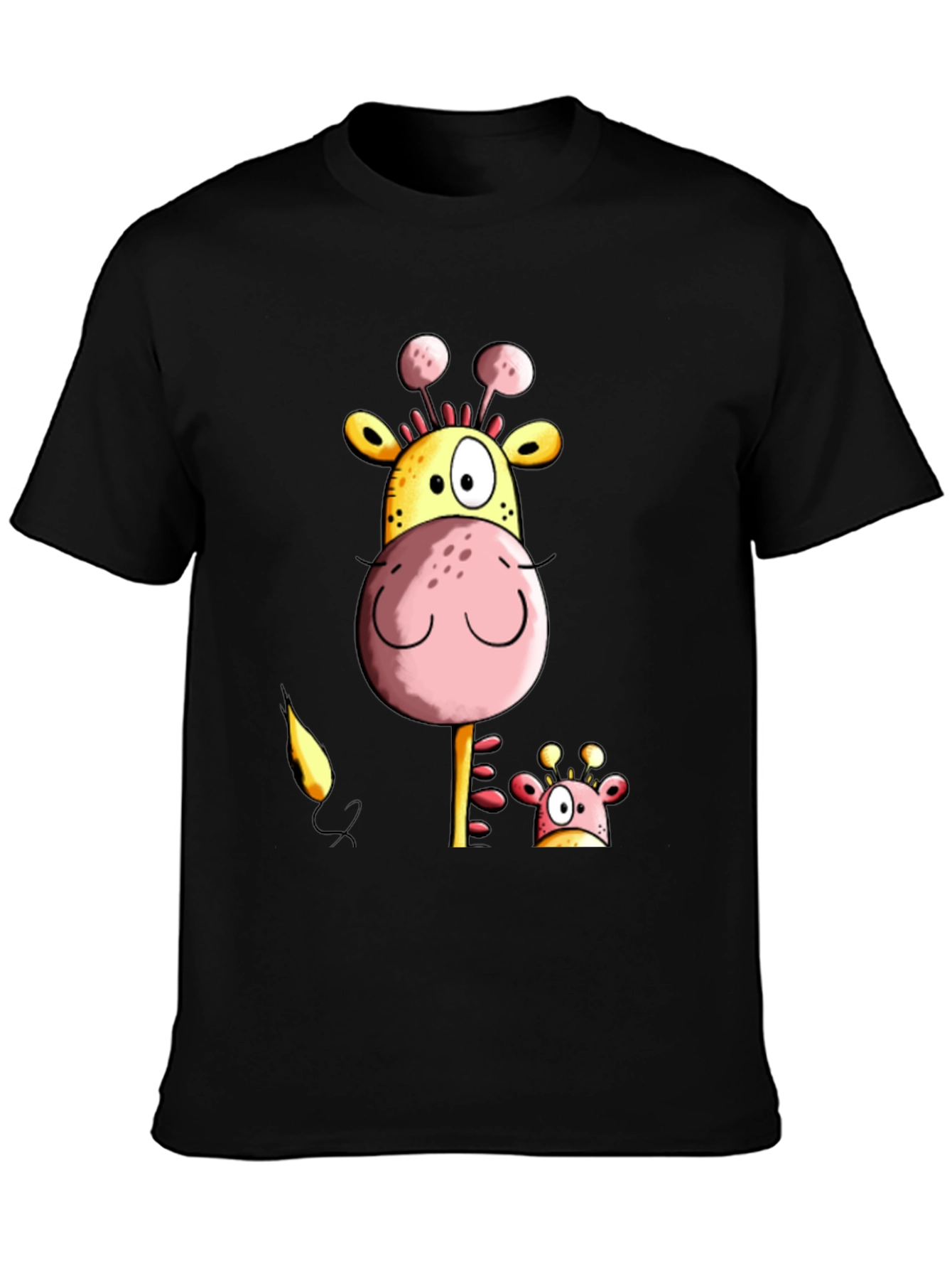 Black Funny Giraffe Graphic Tee - Black Casual T-Shirt view 3