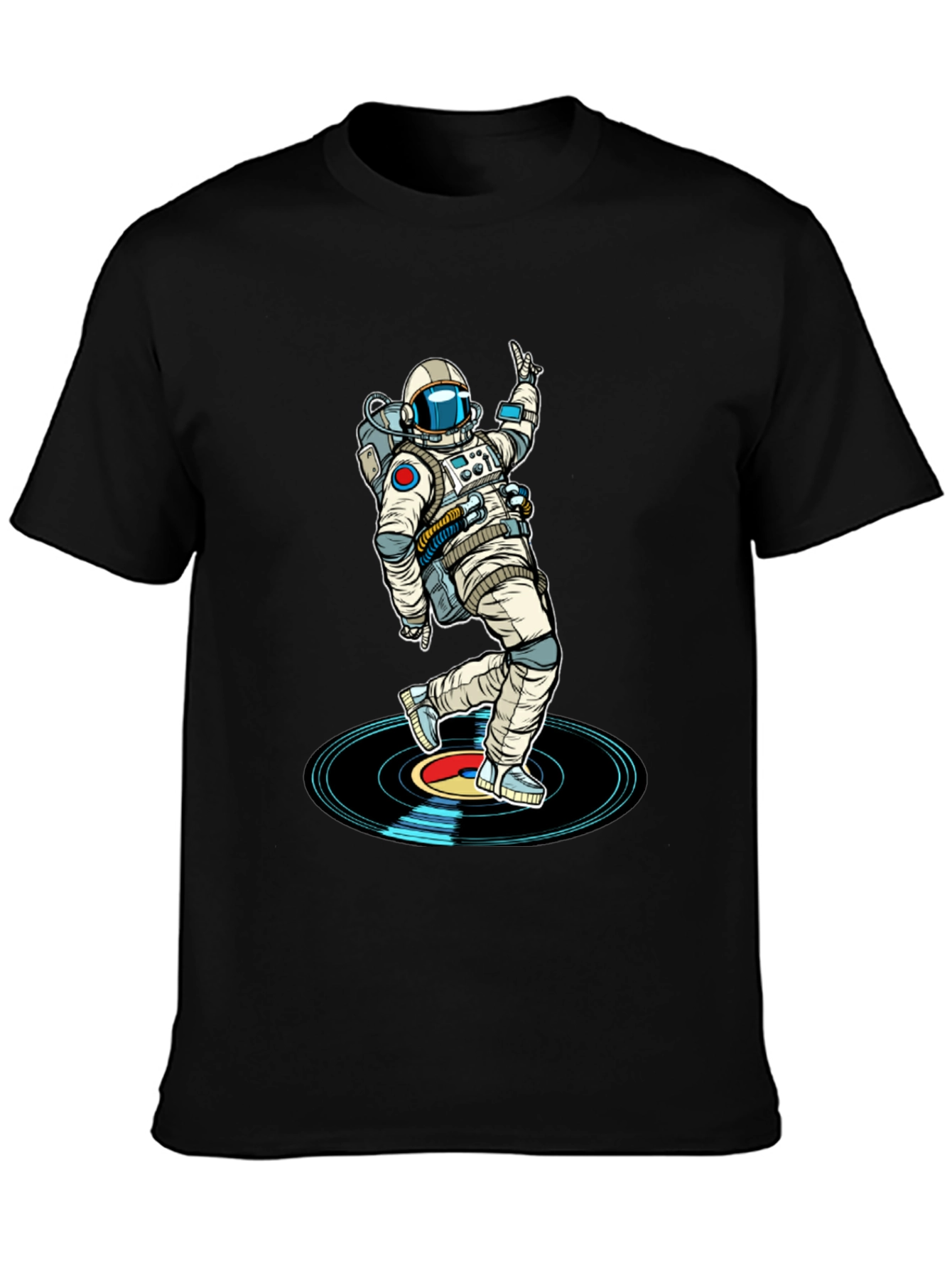 Black Astronaut DJ T-Shirt - Space Dance Music Tee view 3