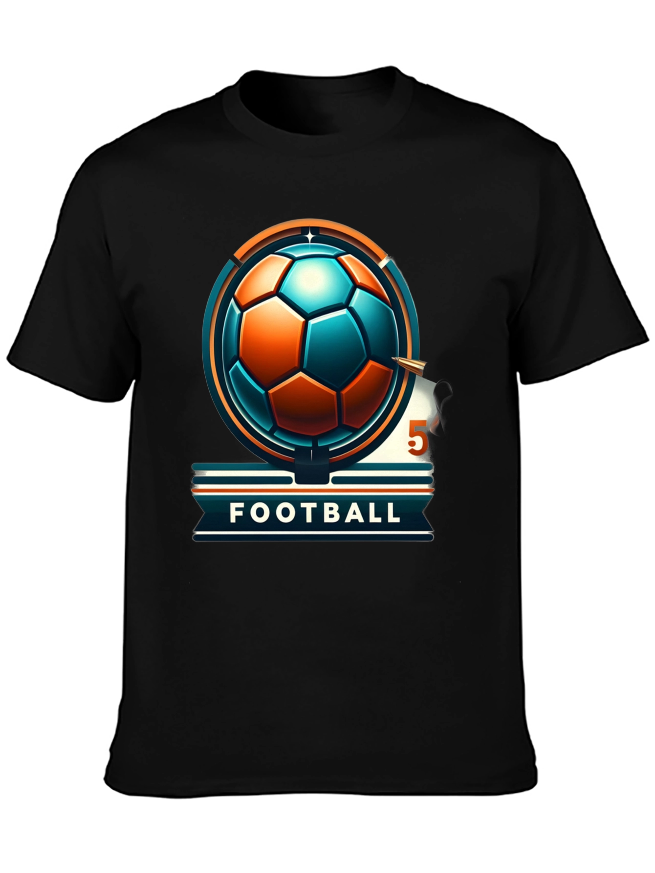 Black Football Graphic Tee - Stylish & Sporty Design view 3