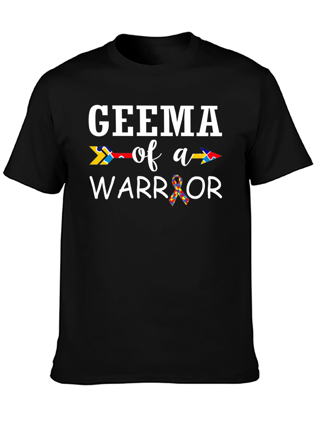 Black Geema of a Warrior Autism Awareness T-Shirt view 3