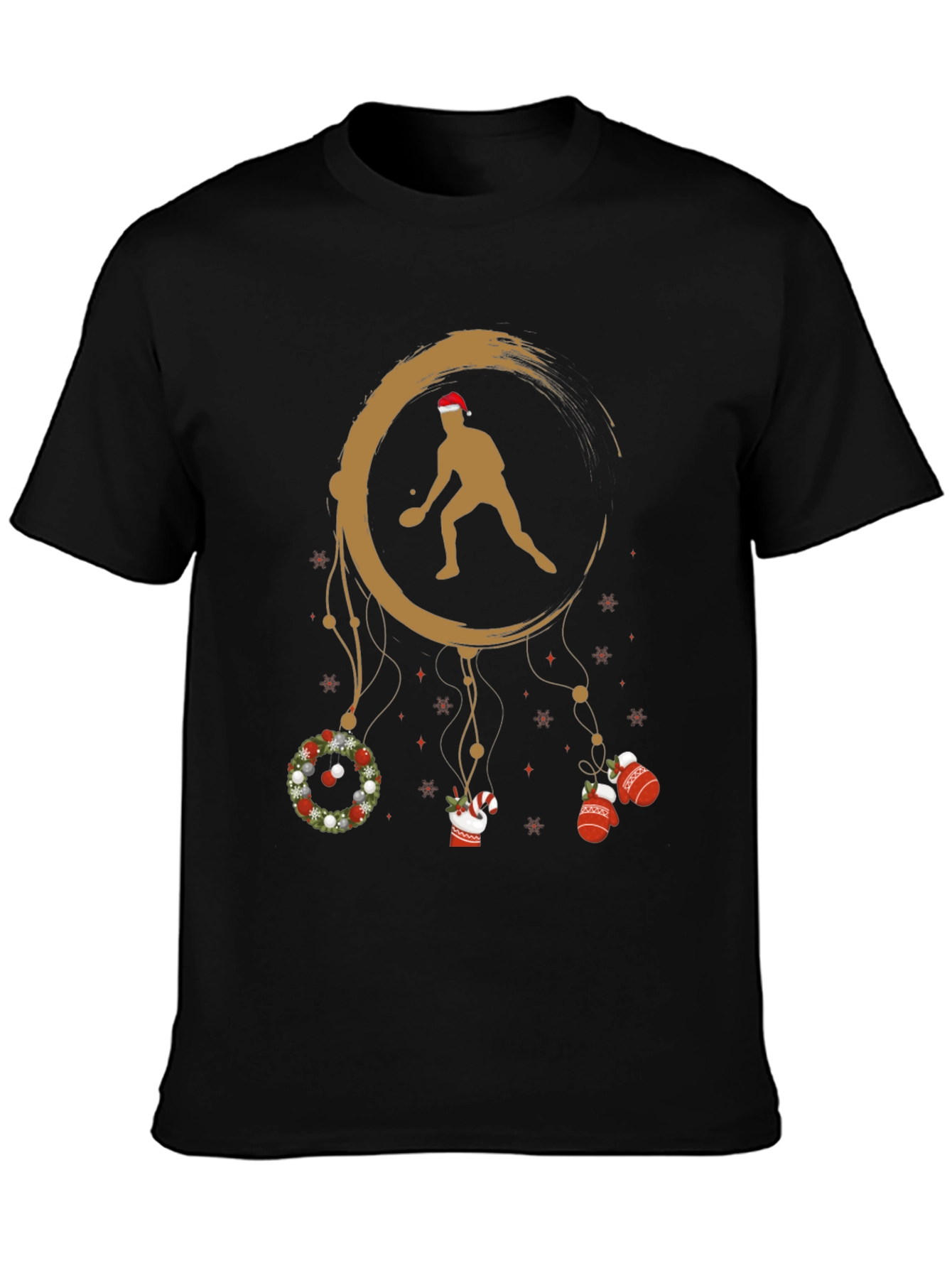 Black Holiday Table Tennis Dreamcatcher Graphic Tee view 3