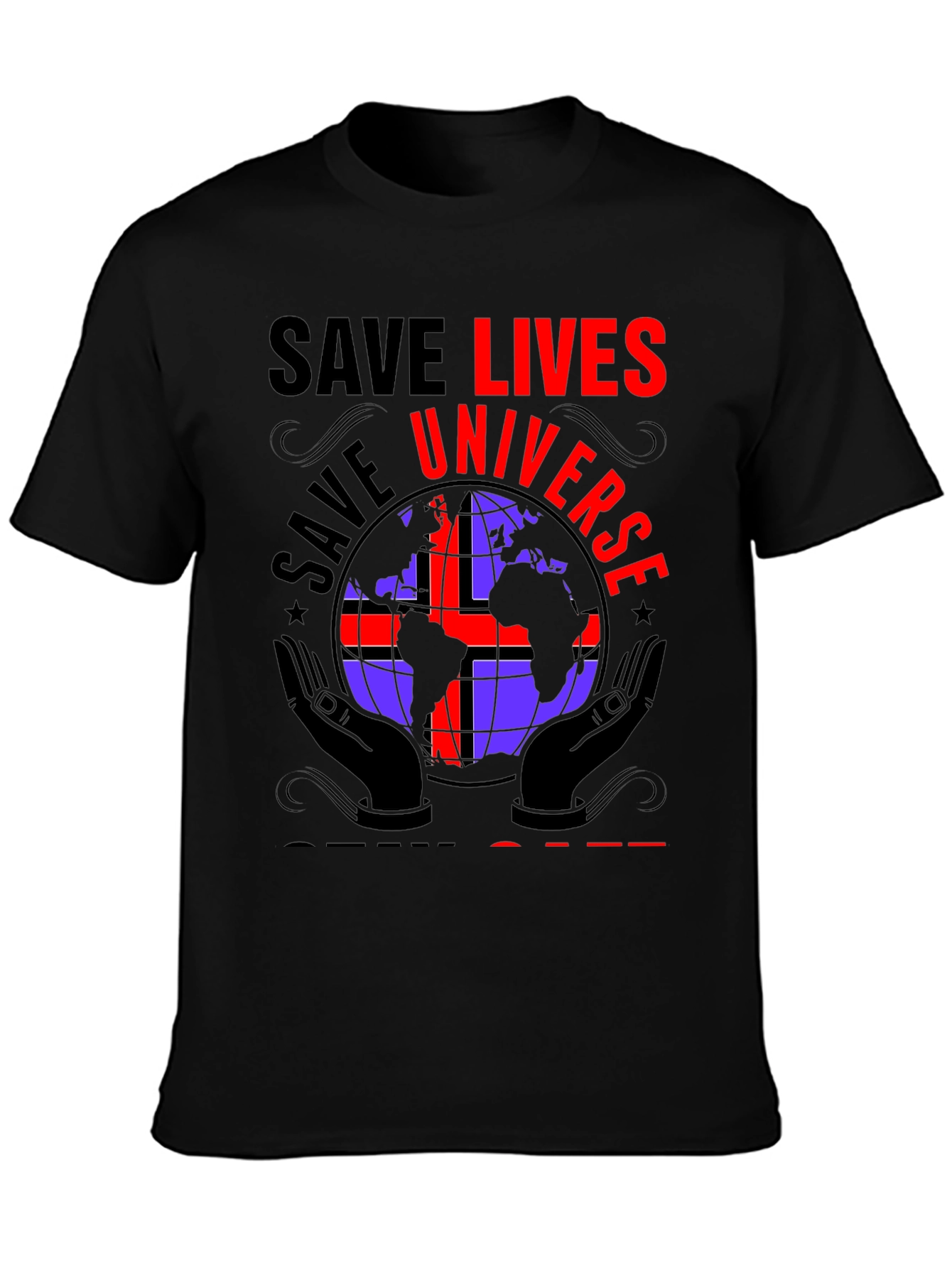 Black Save Lives Save Universe Graphic T-Shirt view 3