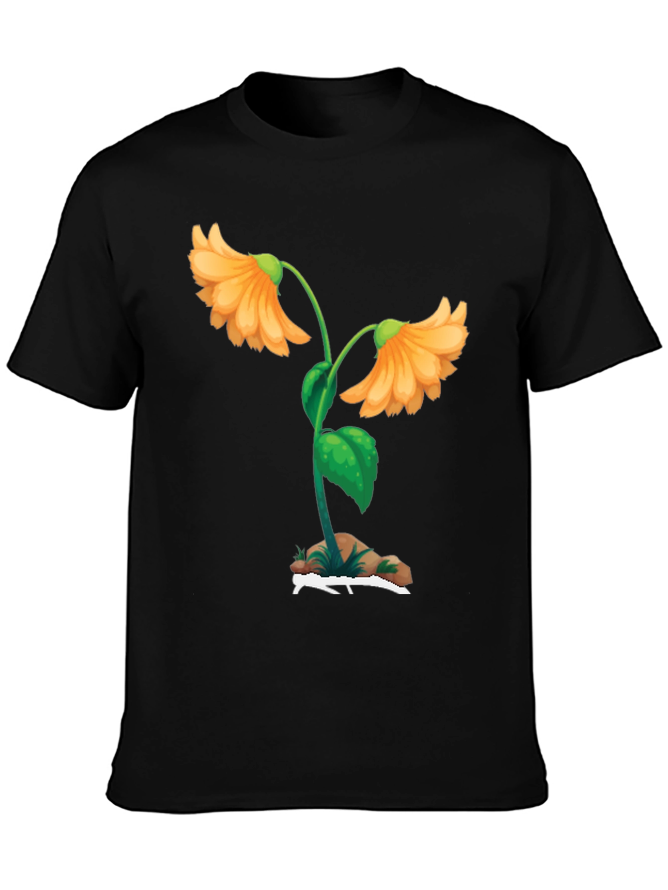 Black Floral Graphic Print T-Shirt - Black view 3