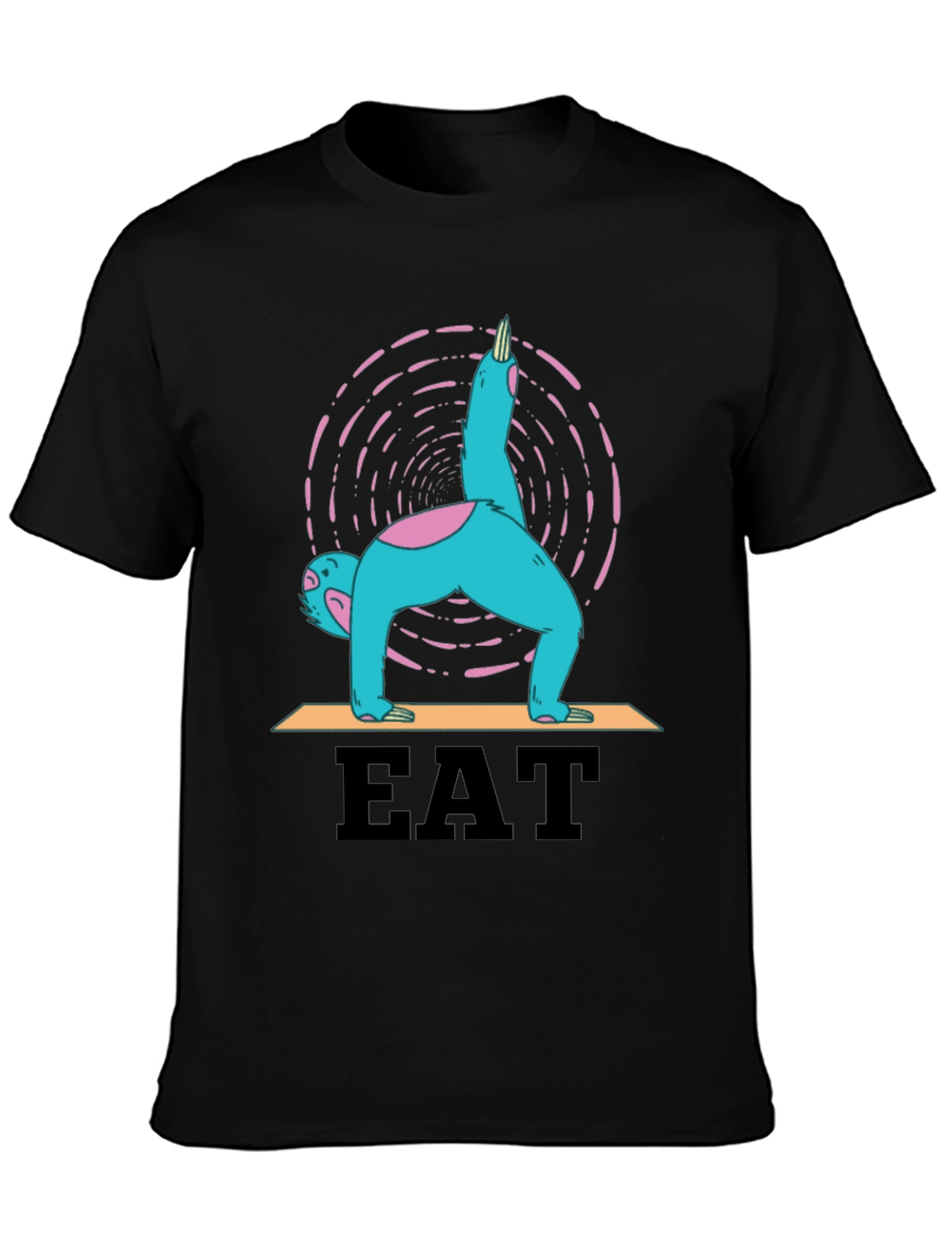 Black Yoga Sloth Eat T-Shirt - Relaxed Fit Tee view 3