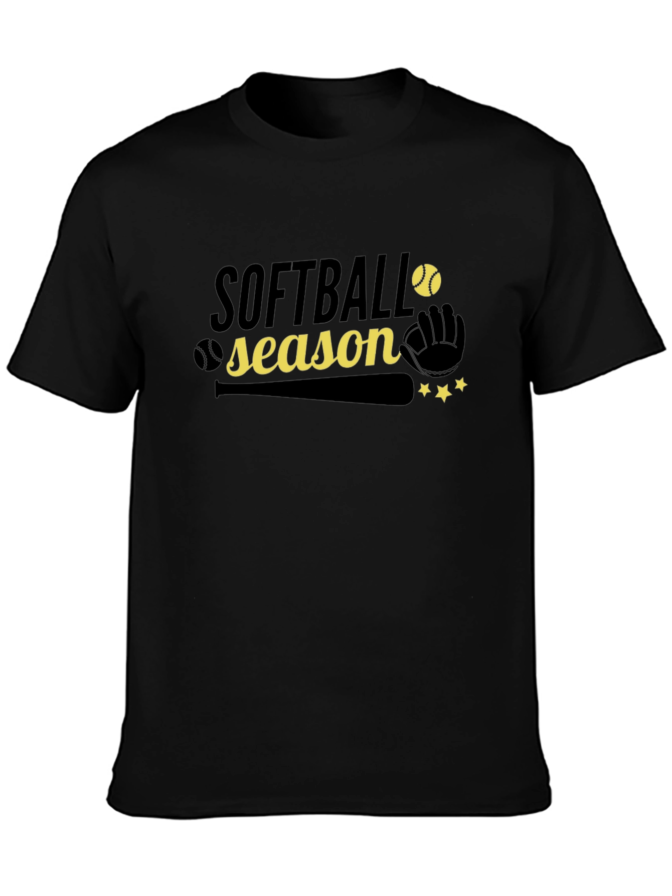 Black Softball Season Graphic Tee - Black view 3