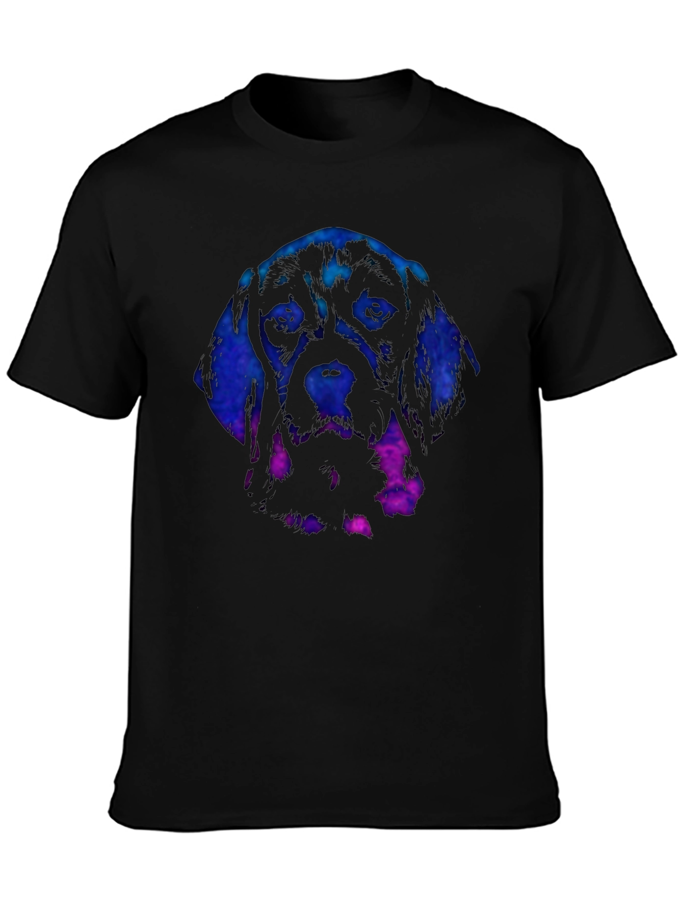 Black Galaxy Dog Graphic T-Shirt - Black view 3