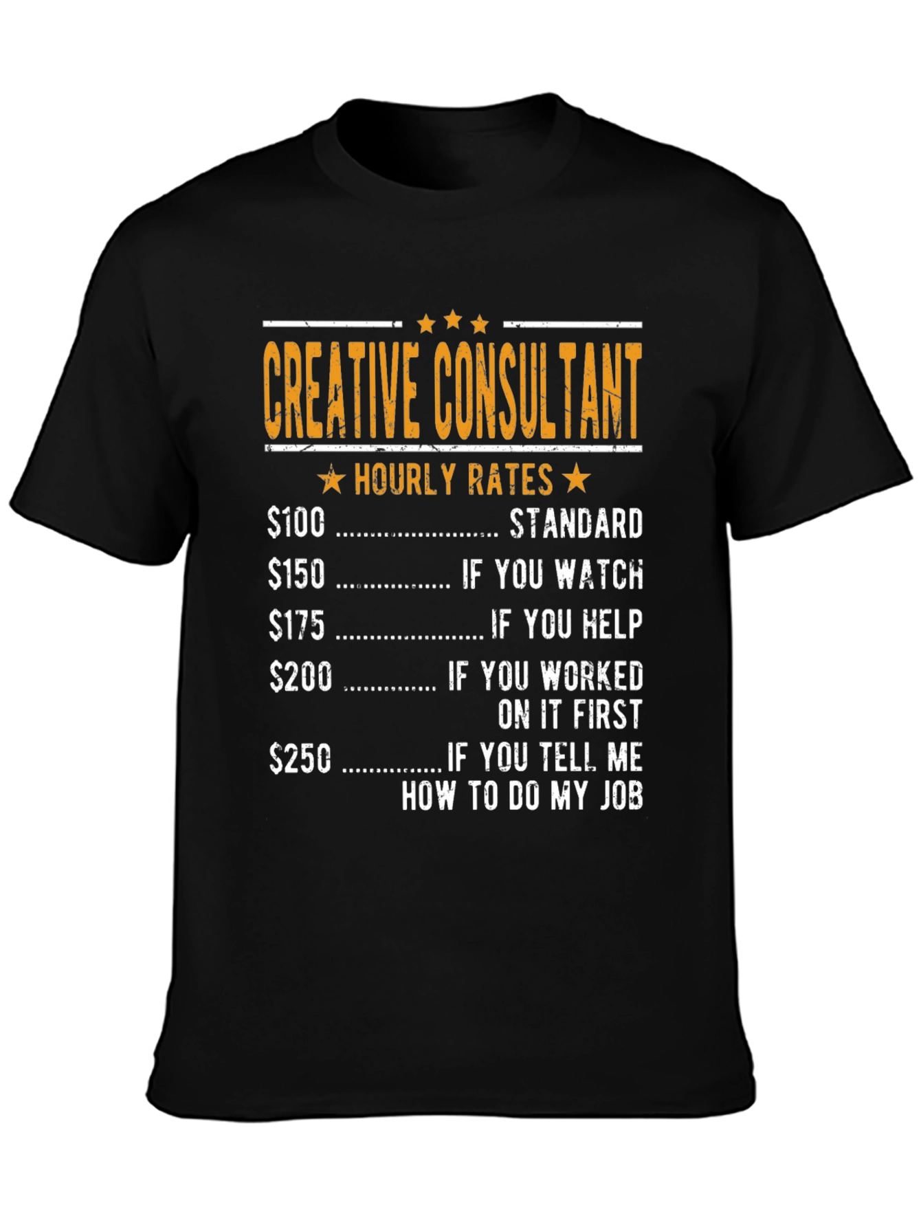 Black Creative Consultant Hourly Rates Graphic T-Shirt view 3
