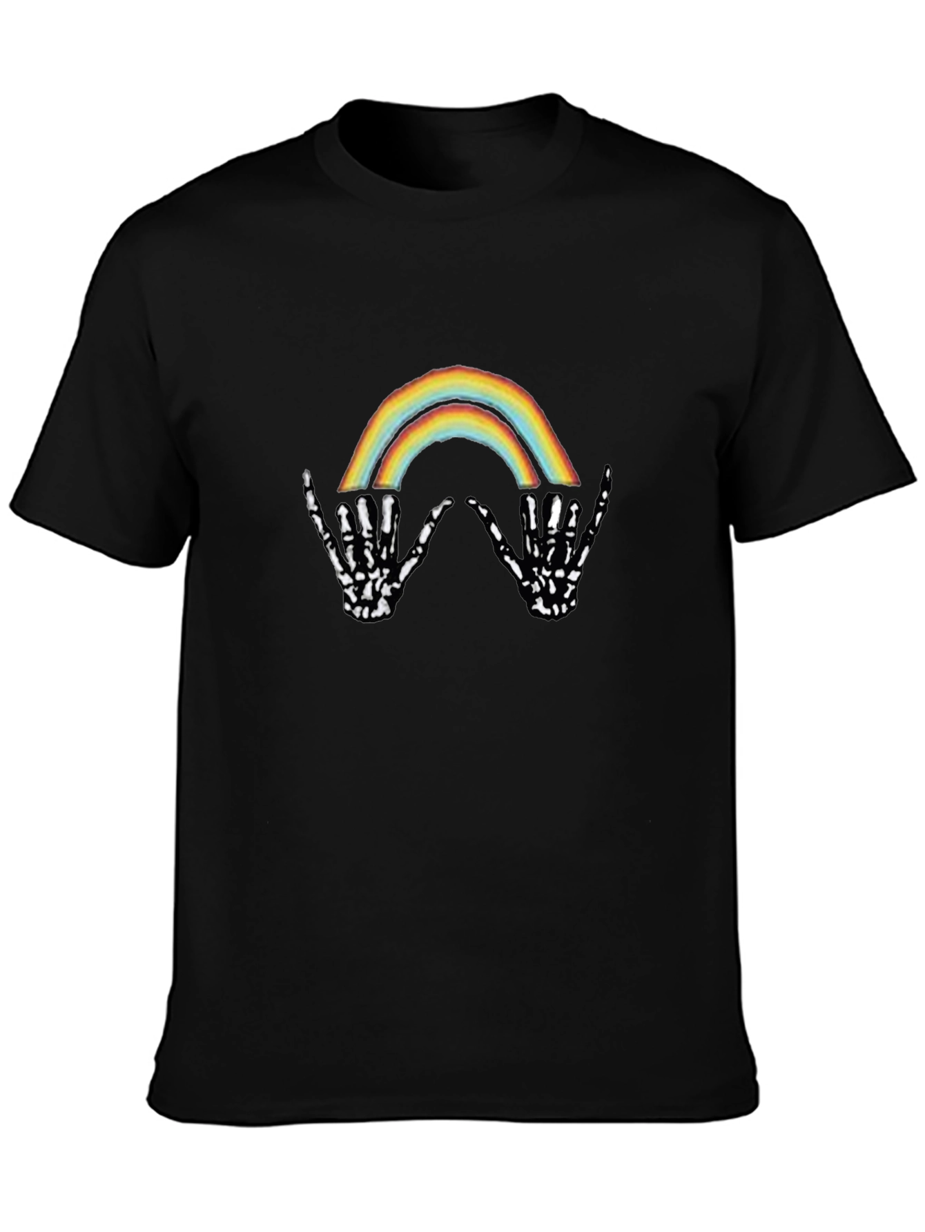 Black Rainbow Skeleton Hand Graphic Tee - Black view 3