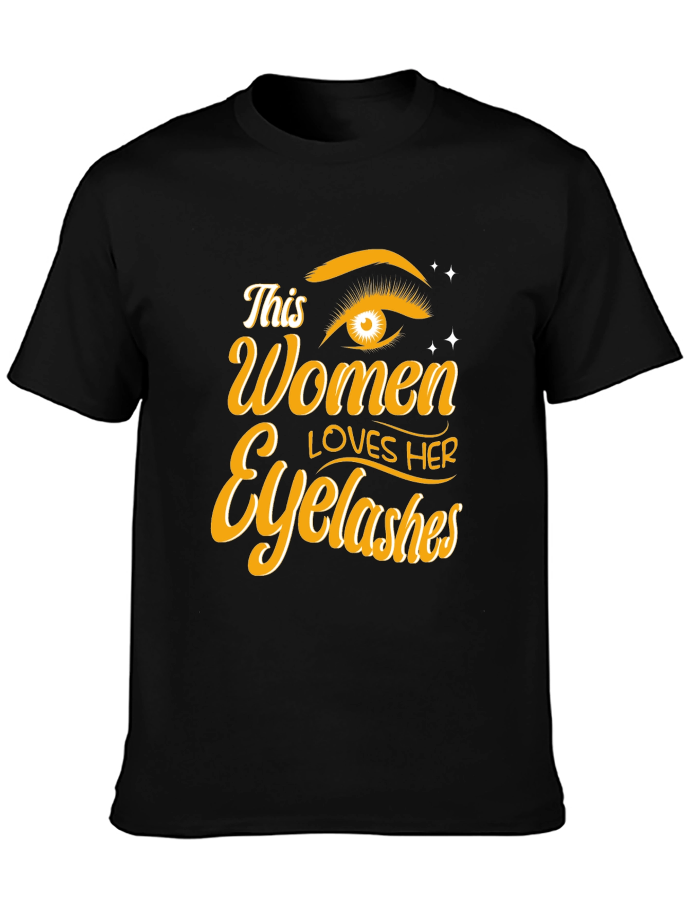 Black Women Loves Her Eyelashes Black T-Shirt view 3