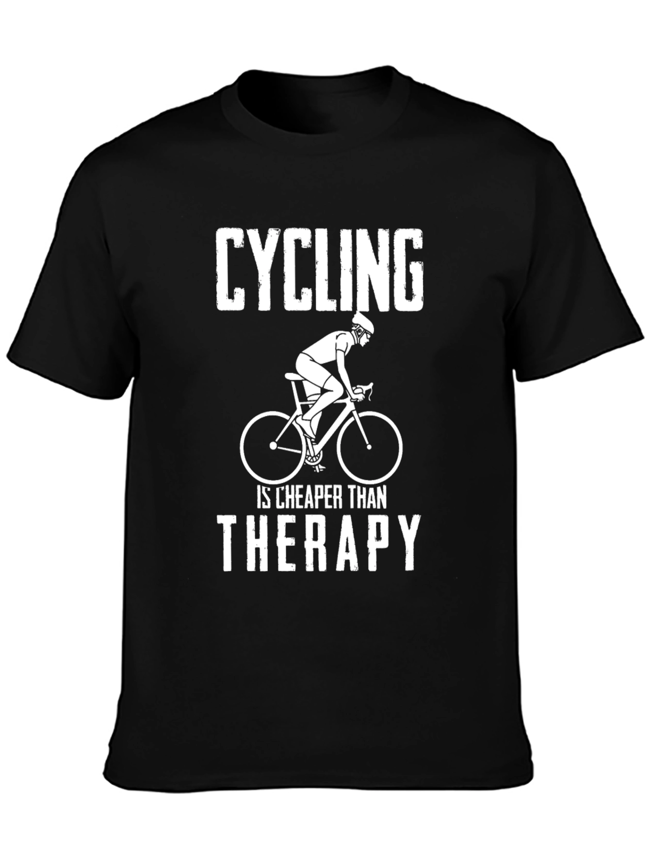 Black Cycling Cheaper Than Therapy T-Shirt view 3