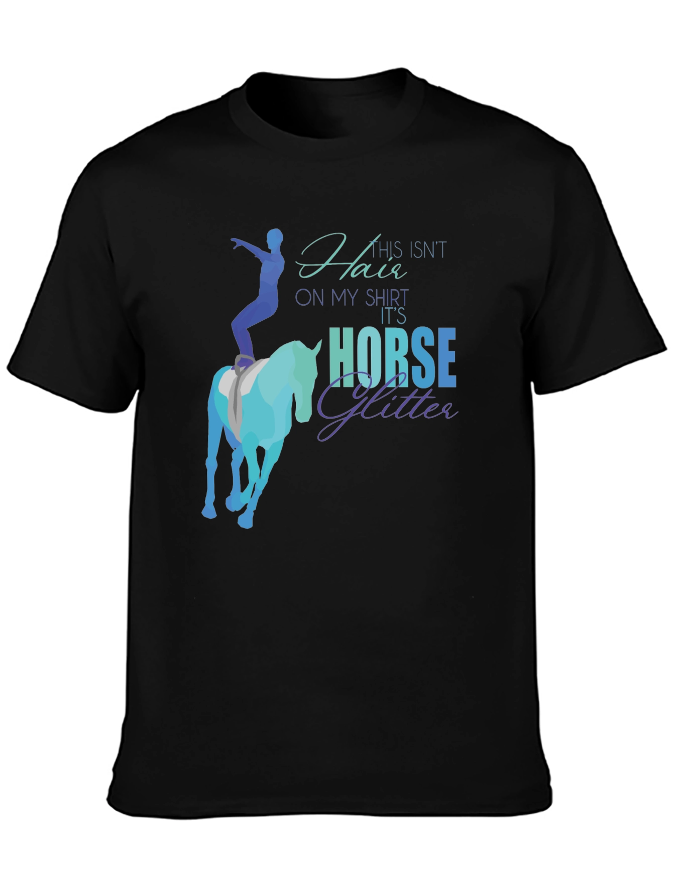 Black Horse Glitter Graphic T-Shirt - Equestrian Humor Tee view 3