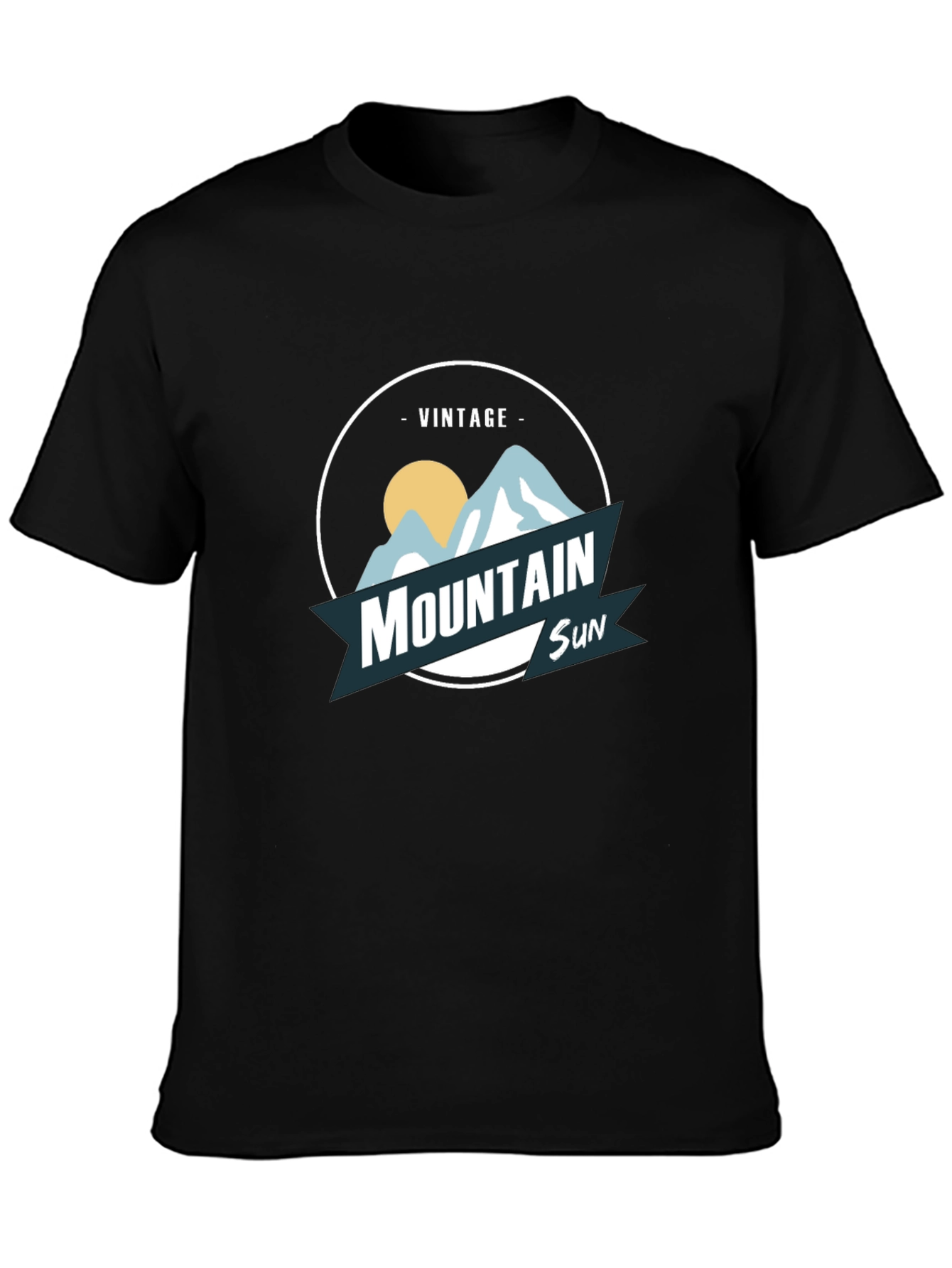 Black Vintage Mountain Sun Graphic Tee - Black view 3