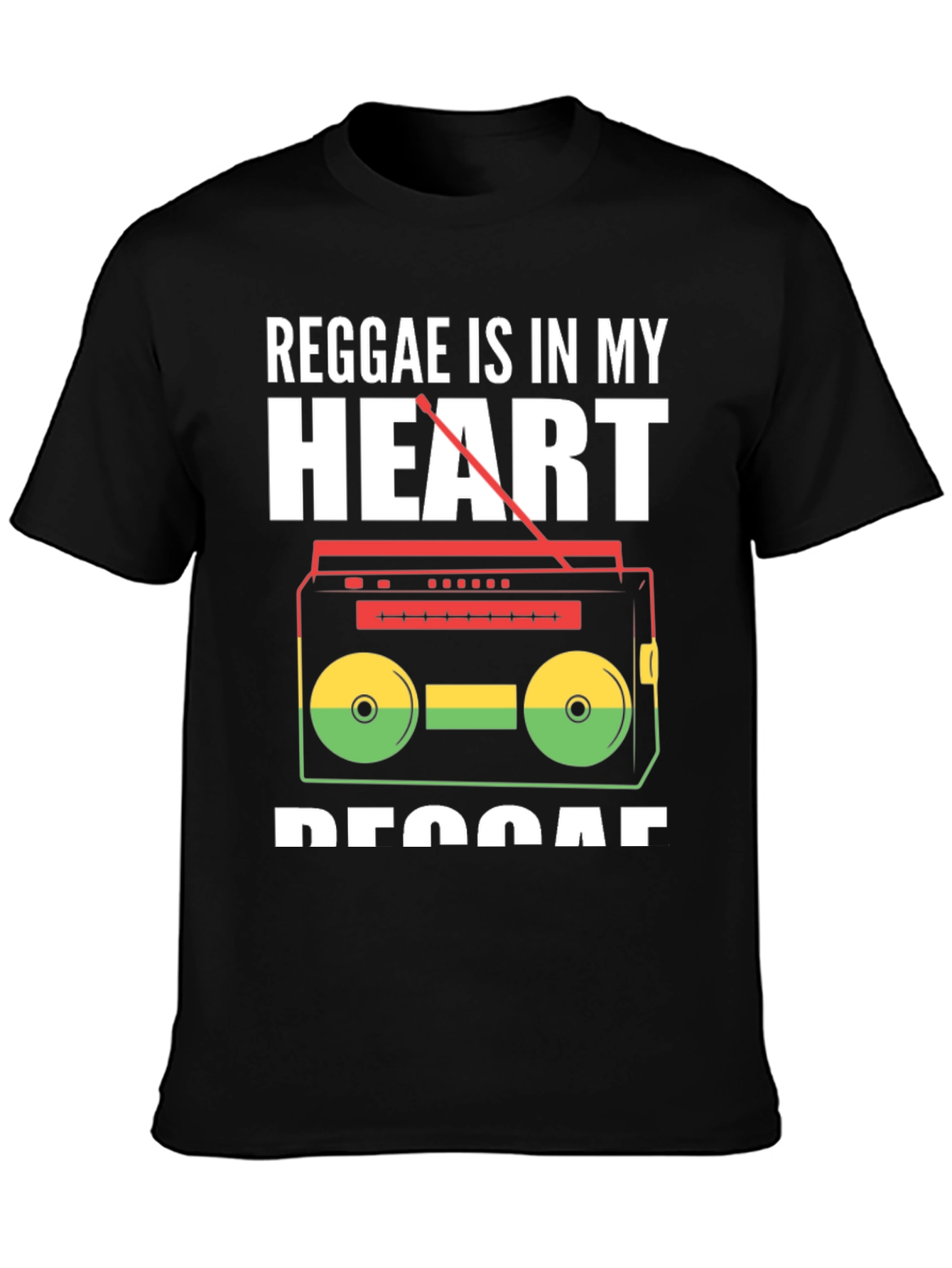 Black Reggae Is In My Heart Music T-Shirt view 3
