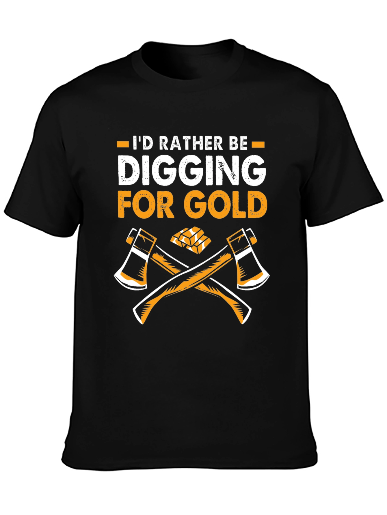 Black Digging for Gold T-Shirt: Axe & Gold Miner Tee view 3