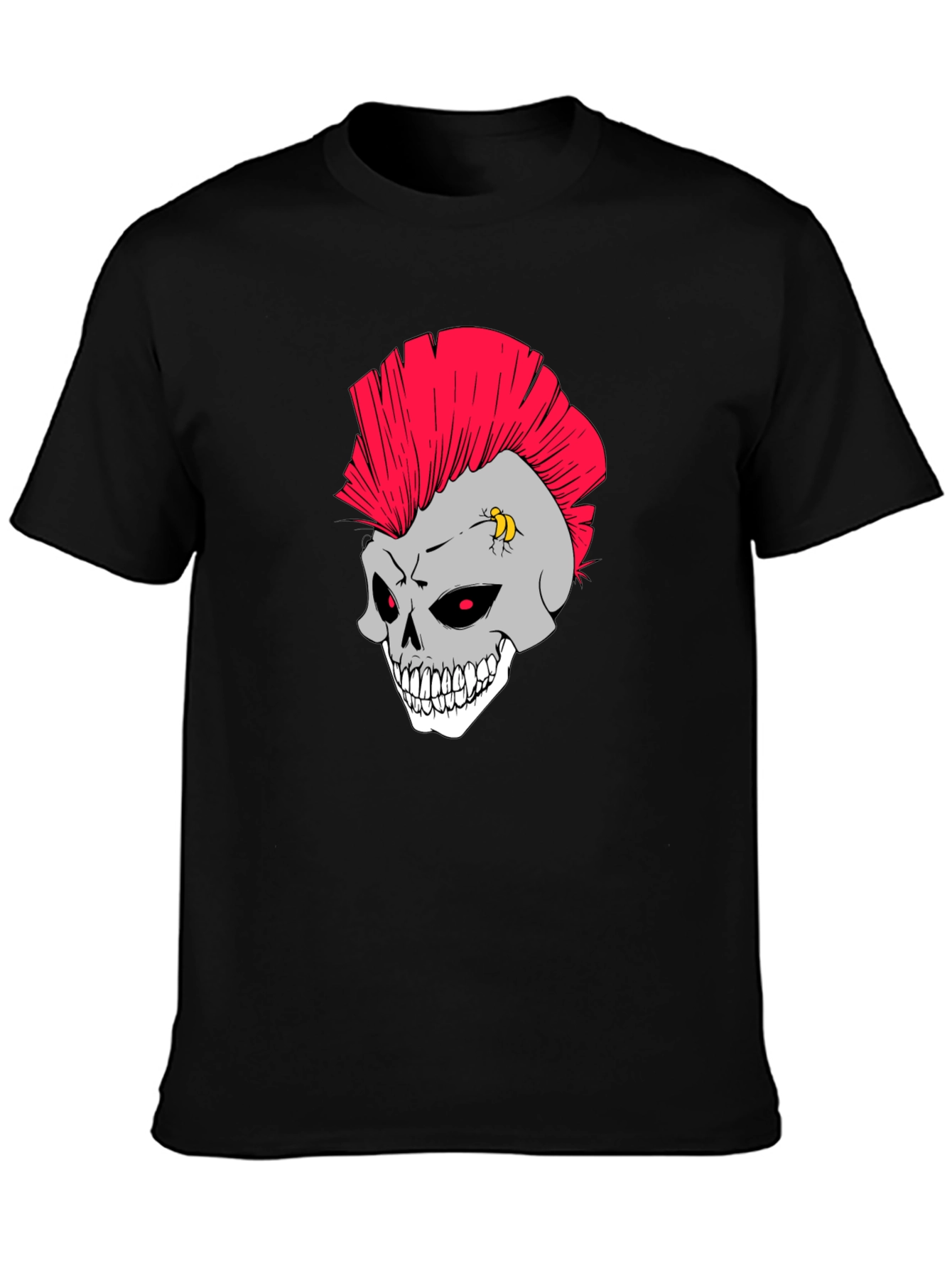 Black Skull Punk Rocker T-Shirt view 3