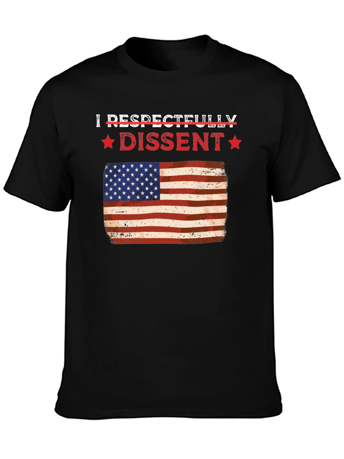 Black Respectfully Dissent USA Flag Graphic Tee view 3