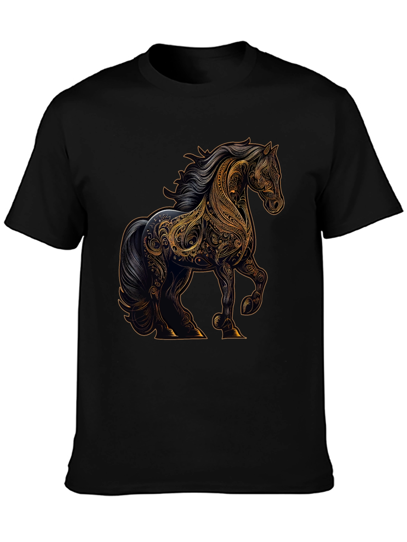 Black Majestic Horse Graphic Tee - Black view 3