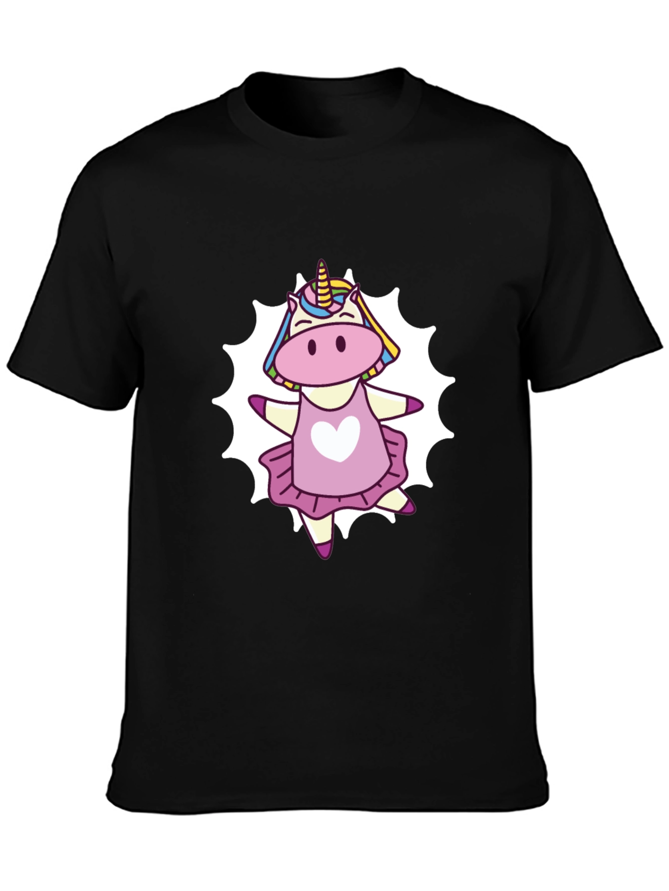 Black Unicorn Dancer Graphic T-Shirt - Cute Cartoon Tee view 3