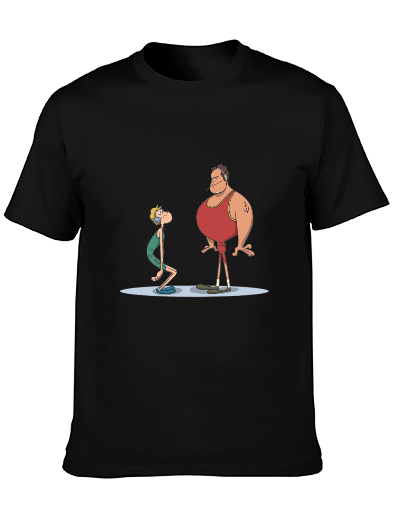 Black Cartoon Lifeguard Graphic Black T-Shirt view 3