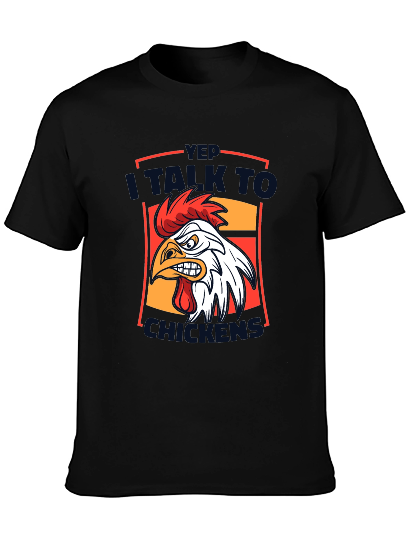 Black Funny Chicken T-Shirt - I Talk to Chickens Graphic Tee view 3