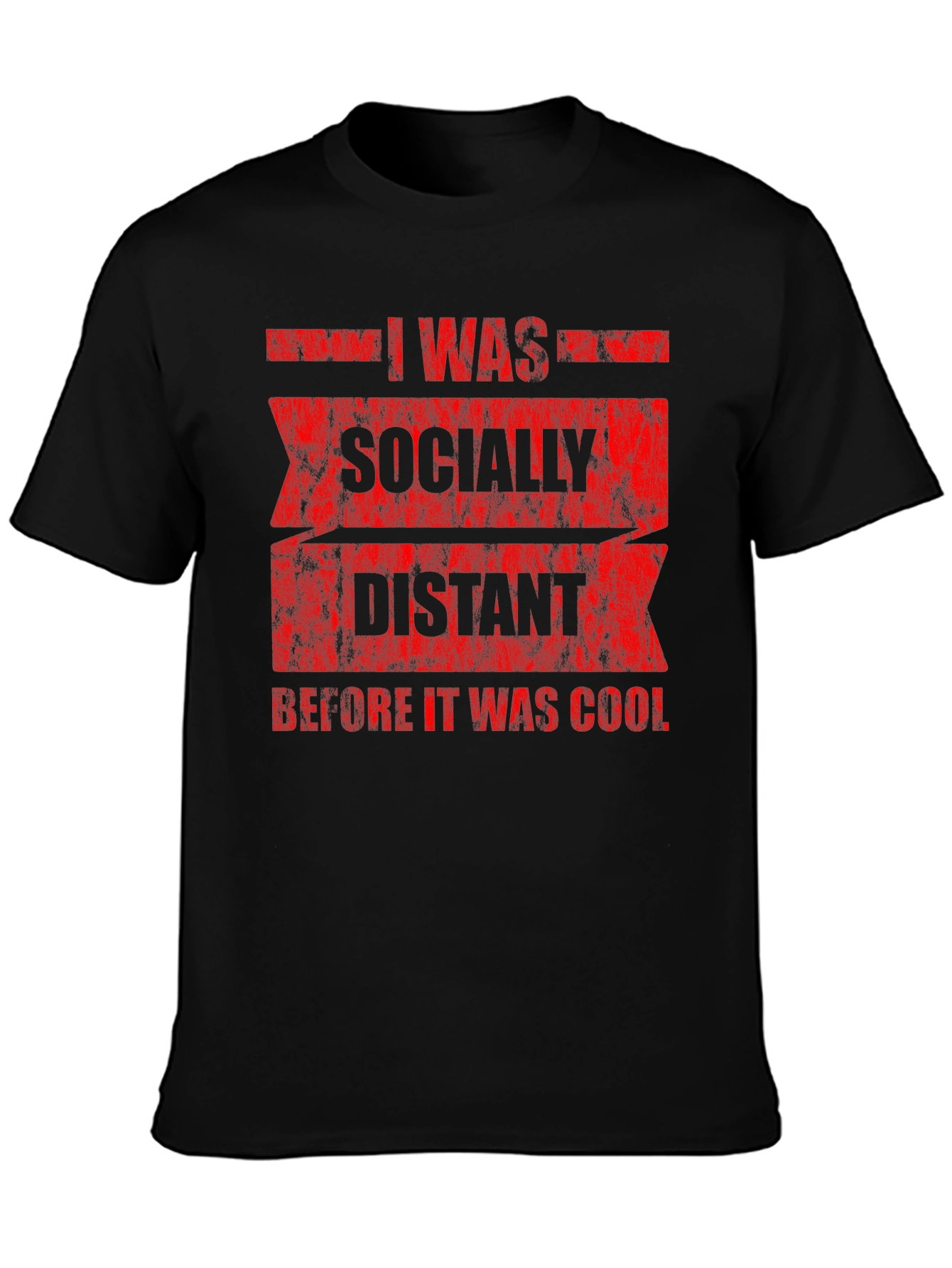 Black Socially Distant T-Shirt - Funny Slogan Tee view 3