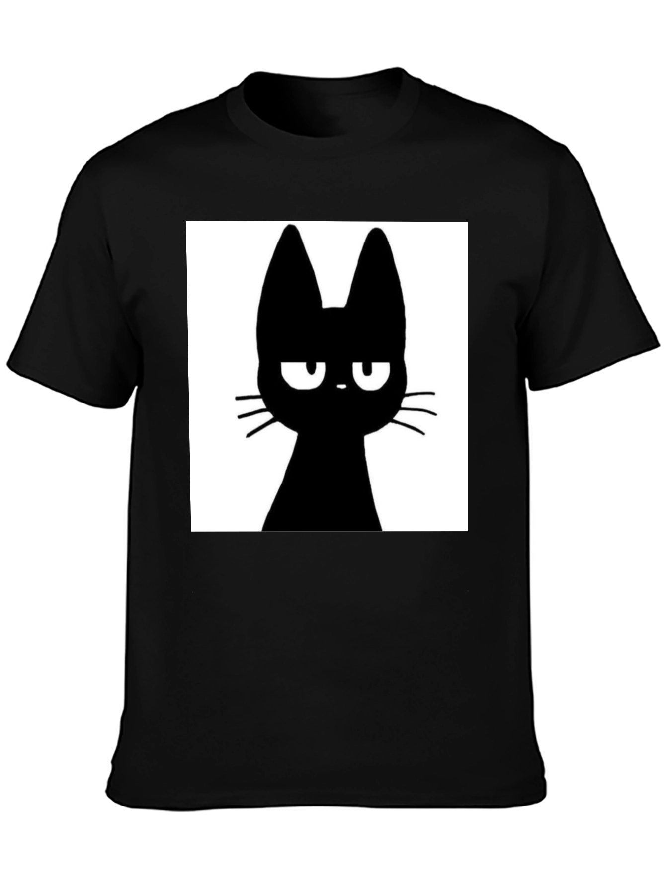Black Grumpy Black Cat T-Shirt - Unisex Cotton Tee view 3