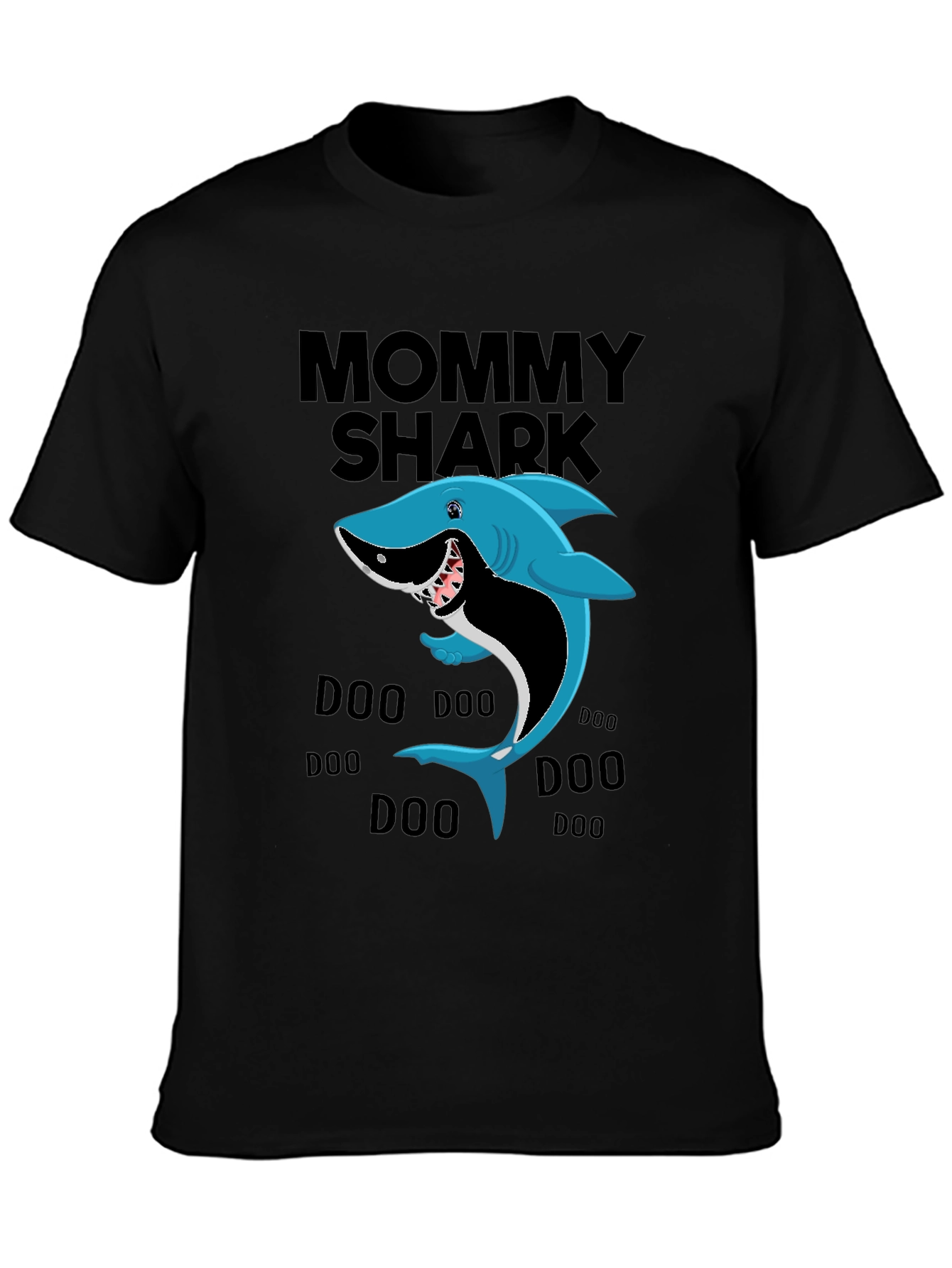 Black Mommy Shark T-Shirt view 3