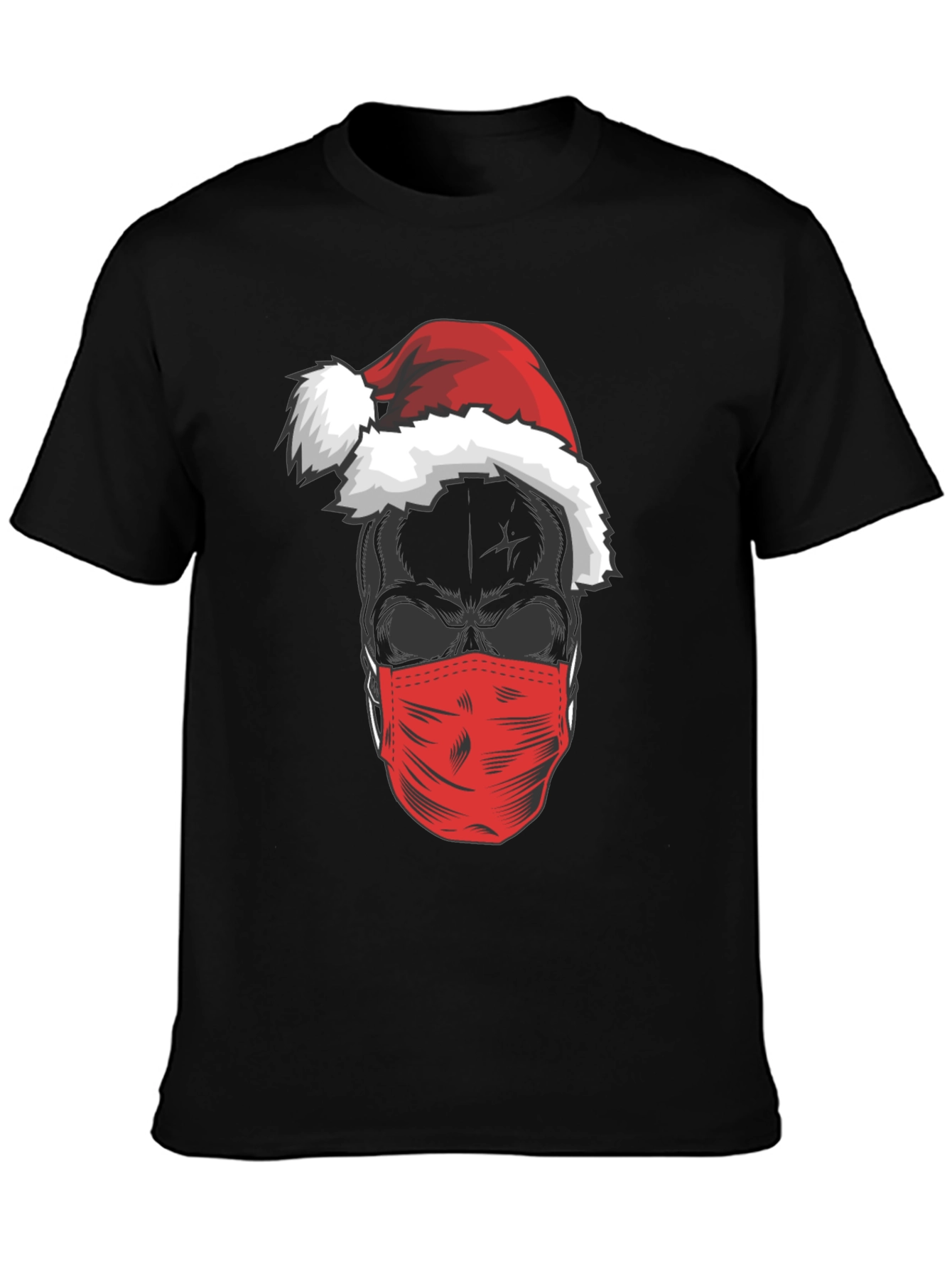 Black Skull Santa Mask T-Shirt view 3