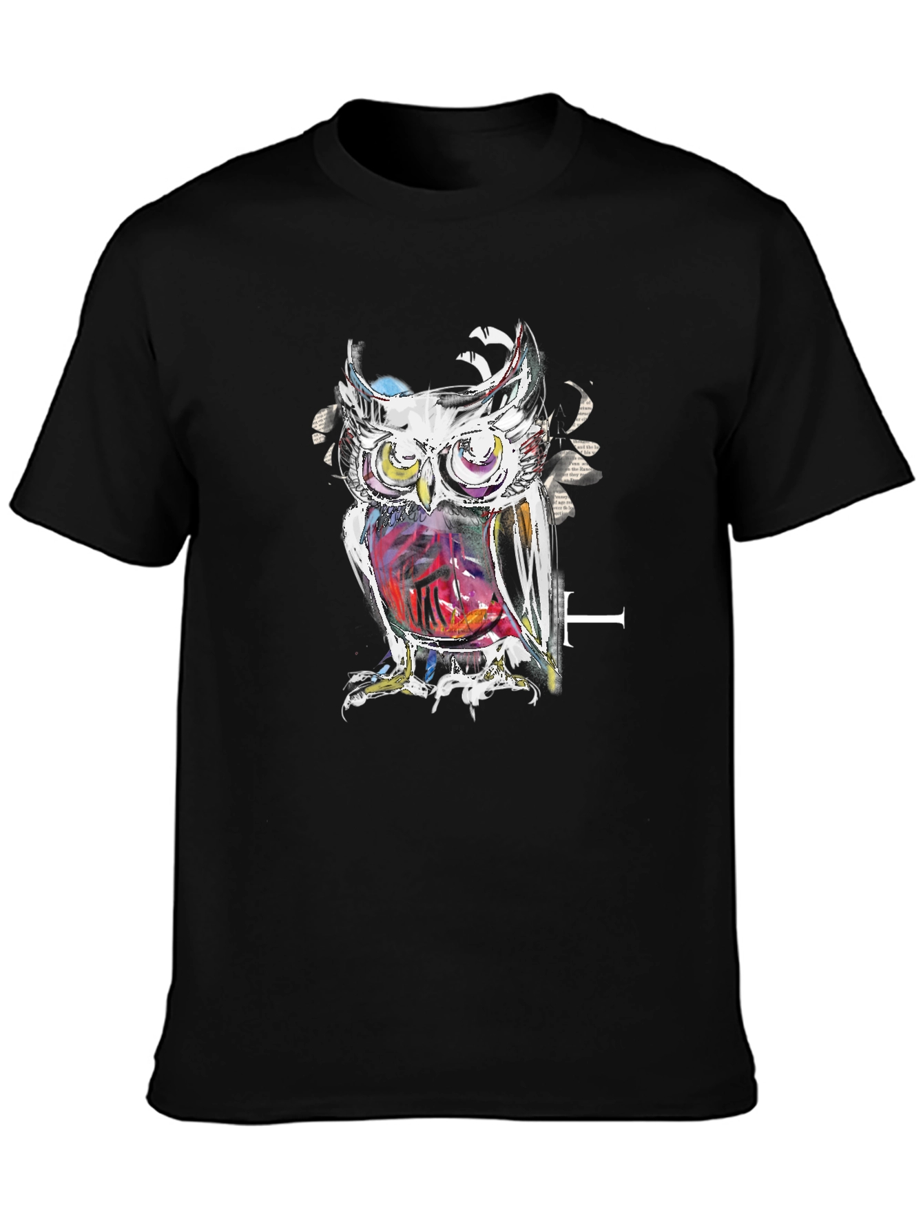 Black Owl Art Black T-Shirt view 3
