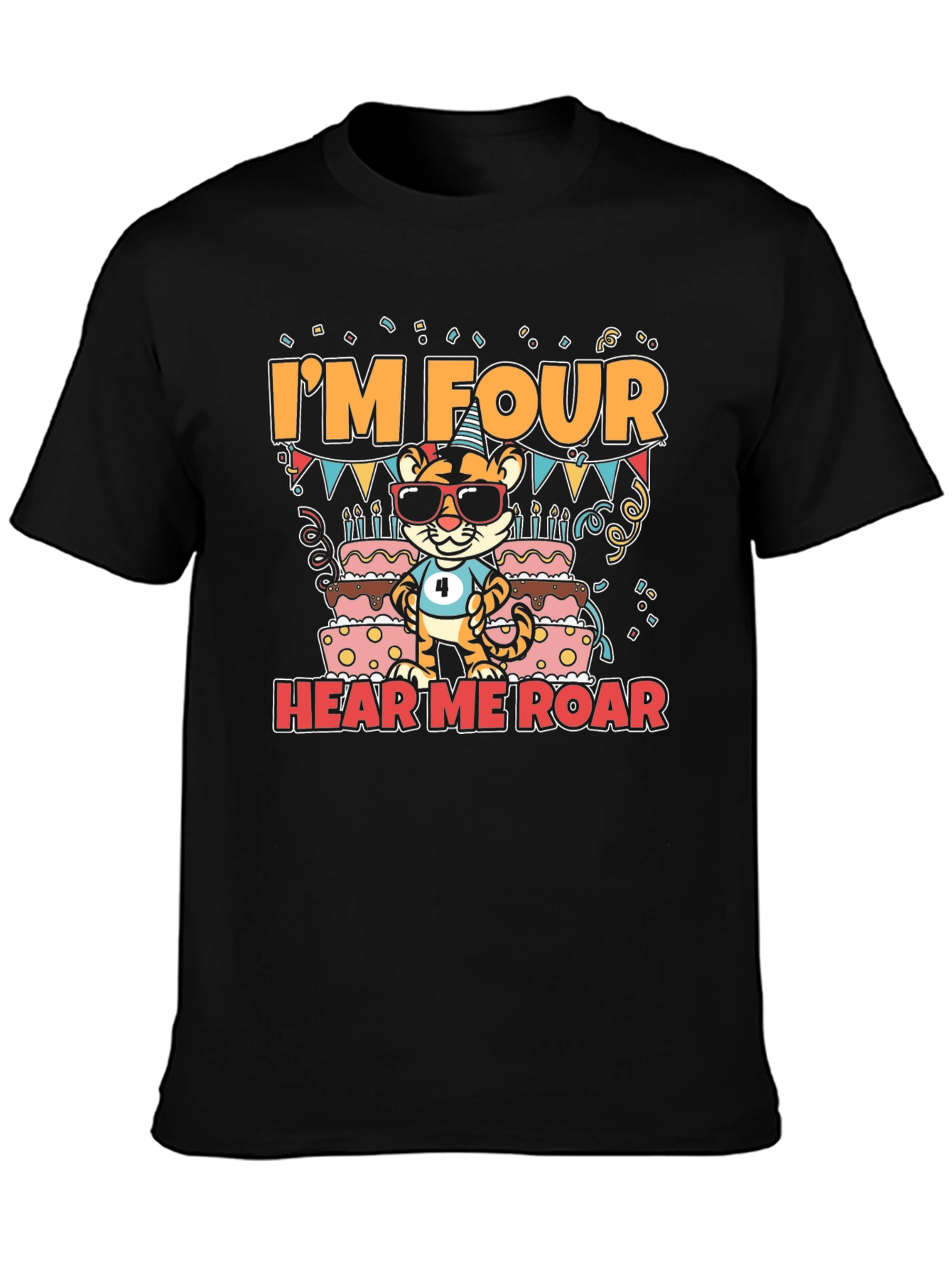Black I'm Four Hear Me Roar T-Shirt view 3