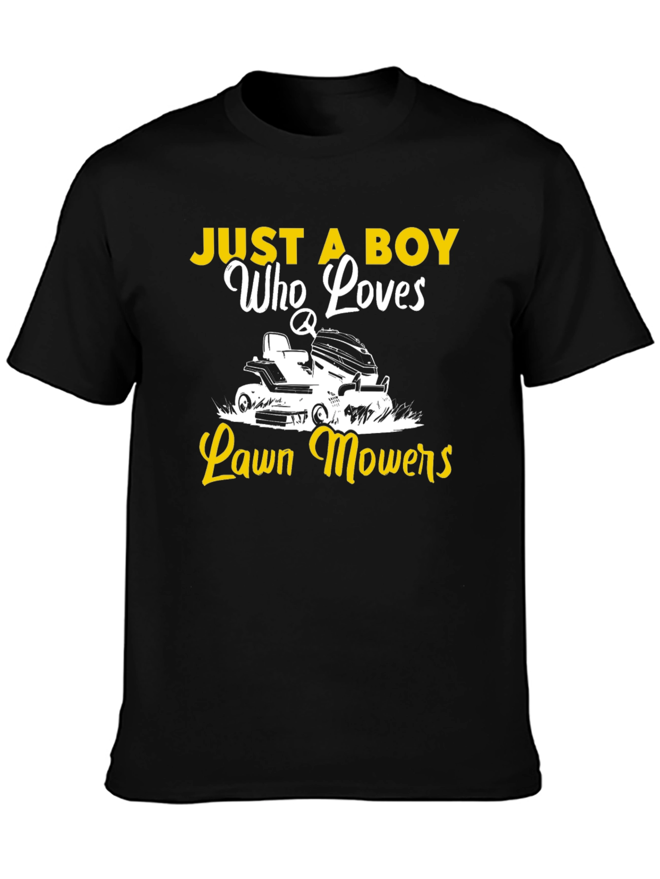 Black Just a Boy Who Loves Lawn Mowers Black Tee view 3