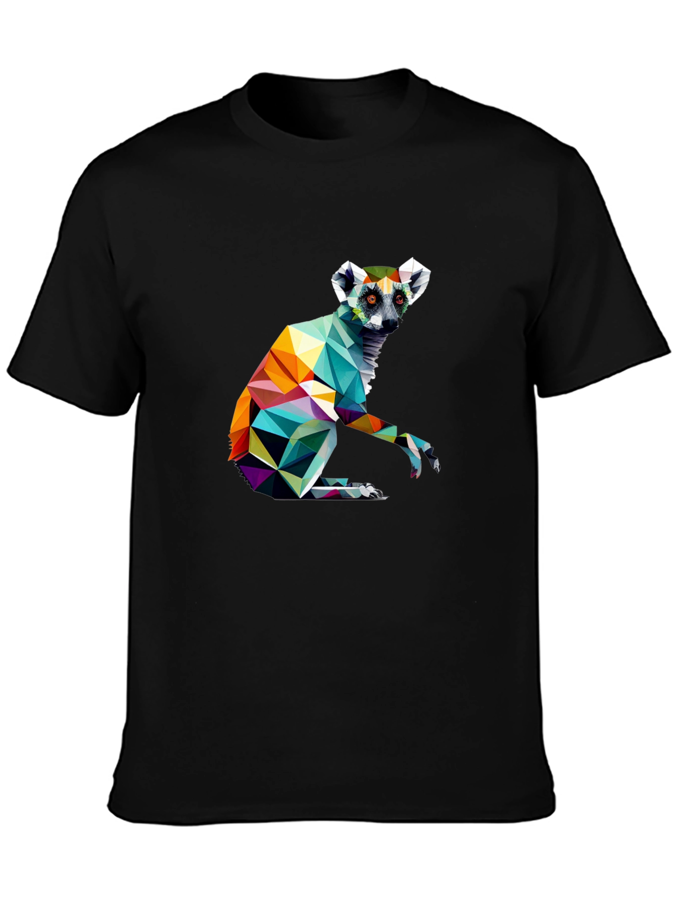 Black Geometric Lemur Graphic Tee - Modern Black T-Shirt view 3