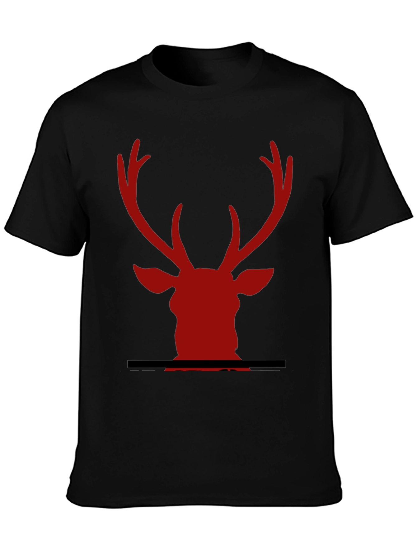 Black Red Deer Head Graphic Black T-Shirt view 3