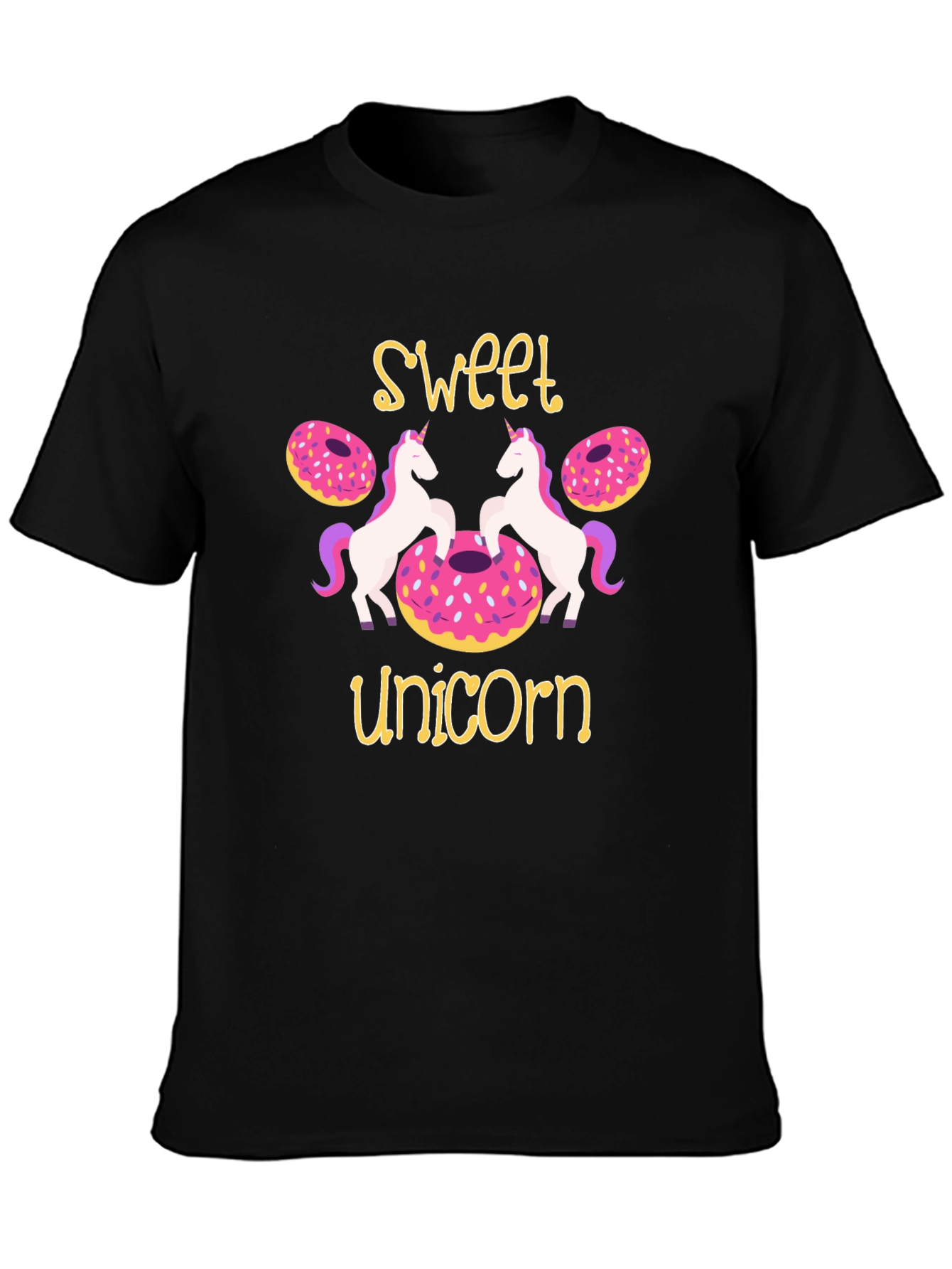 Black Sweet Unicorn Donut T-Shirt view 3