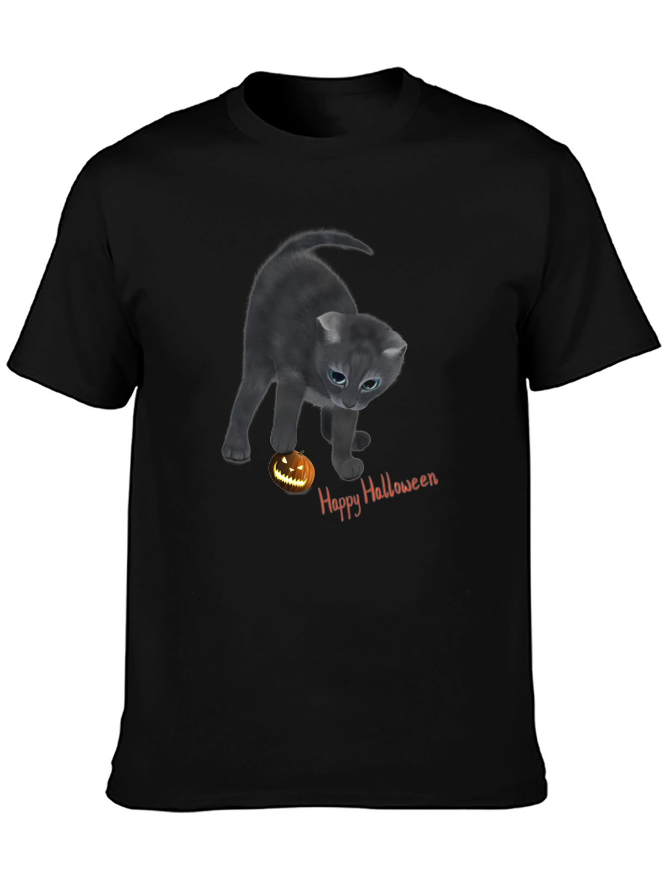 Black Halloween Cat T-Shirt view 3
