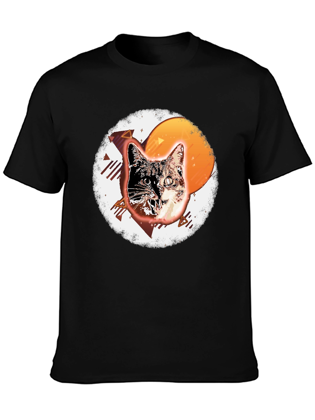 Black Retro Cat Graphic Tee - Cool Vintage Style view 3