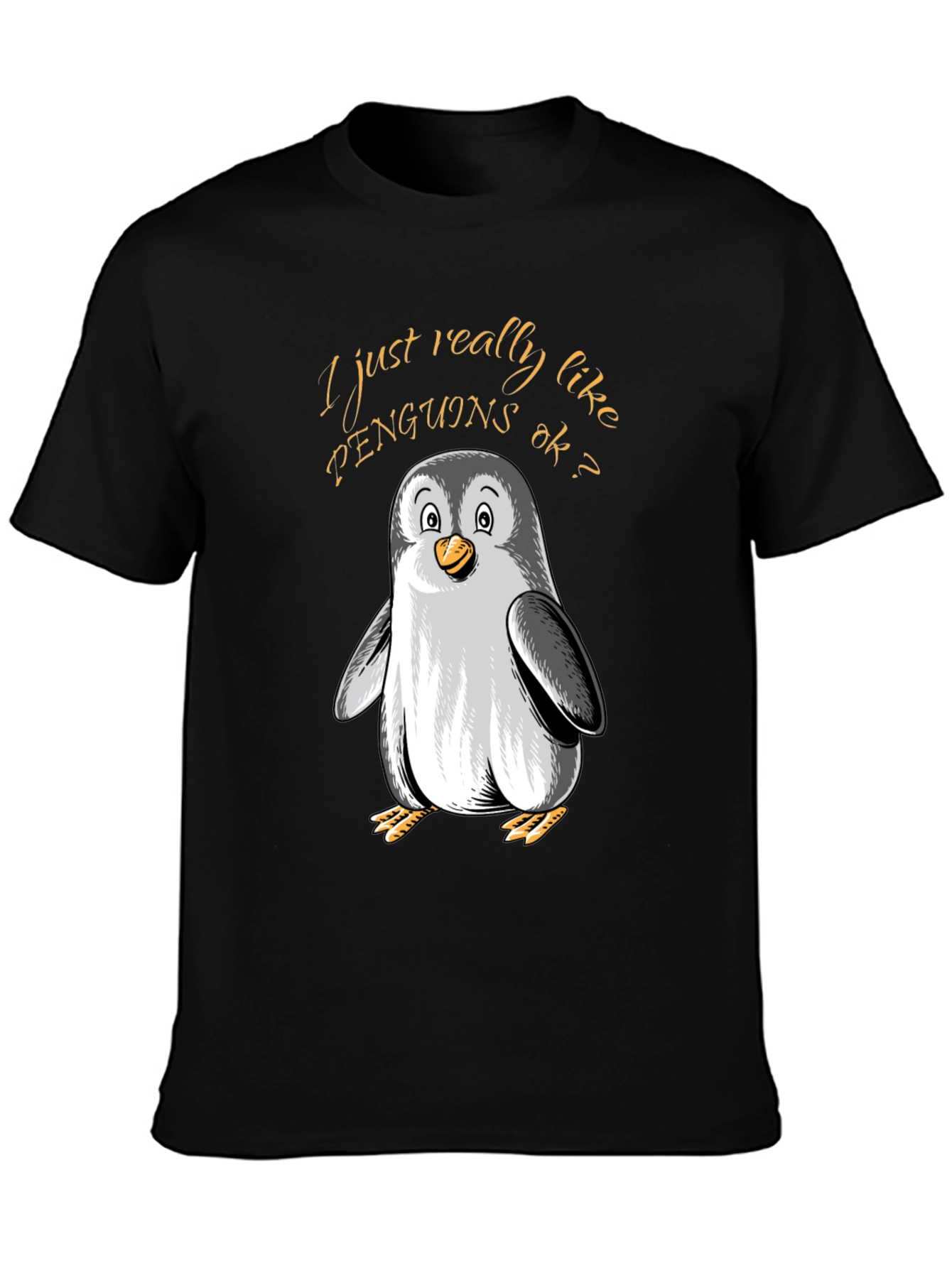 Black Penguin Lover's Tee: I Just Really Like Penguins view 3