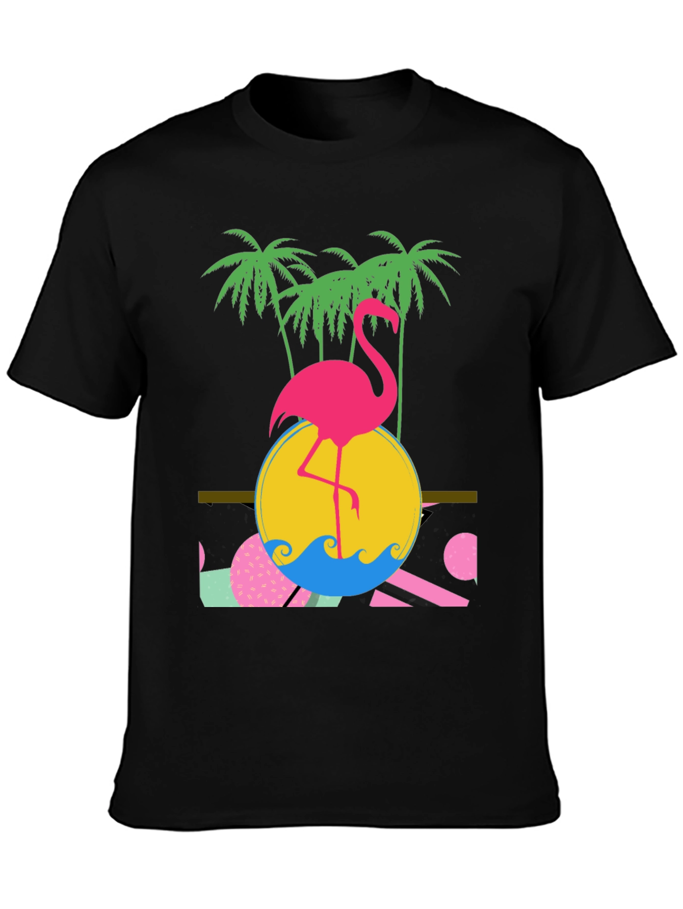 Black Retro Flamingo Graphic T-Shirt - Tropical Summer Vibes view 3