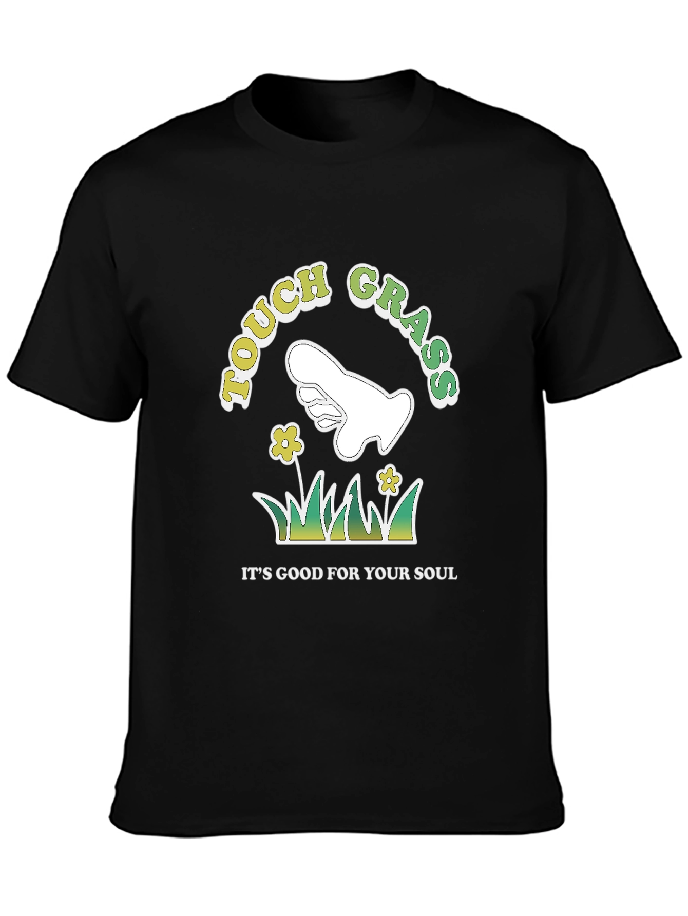 Black Touch Grass T-Shirt, Good For Your Soul Graphic Tee view 3