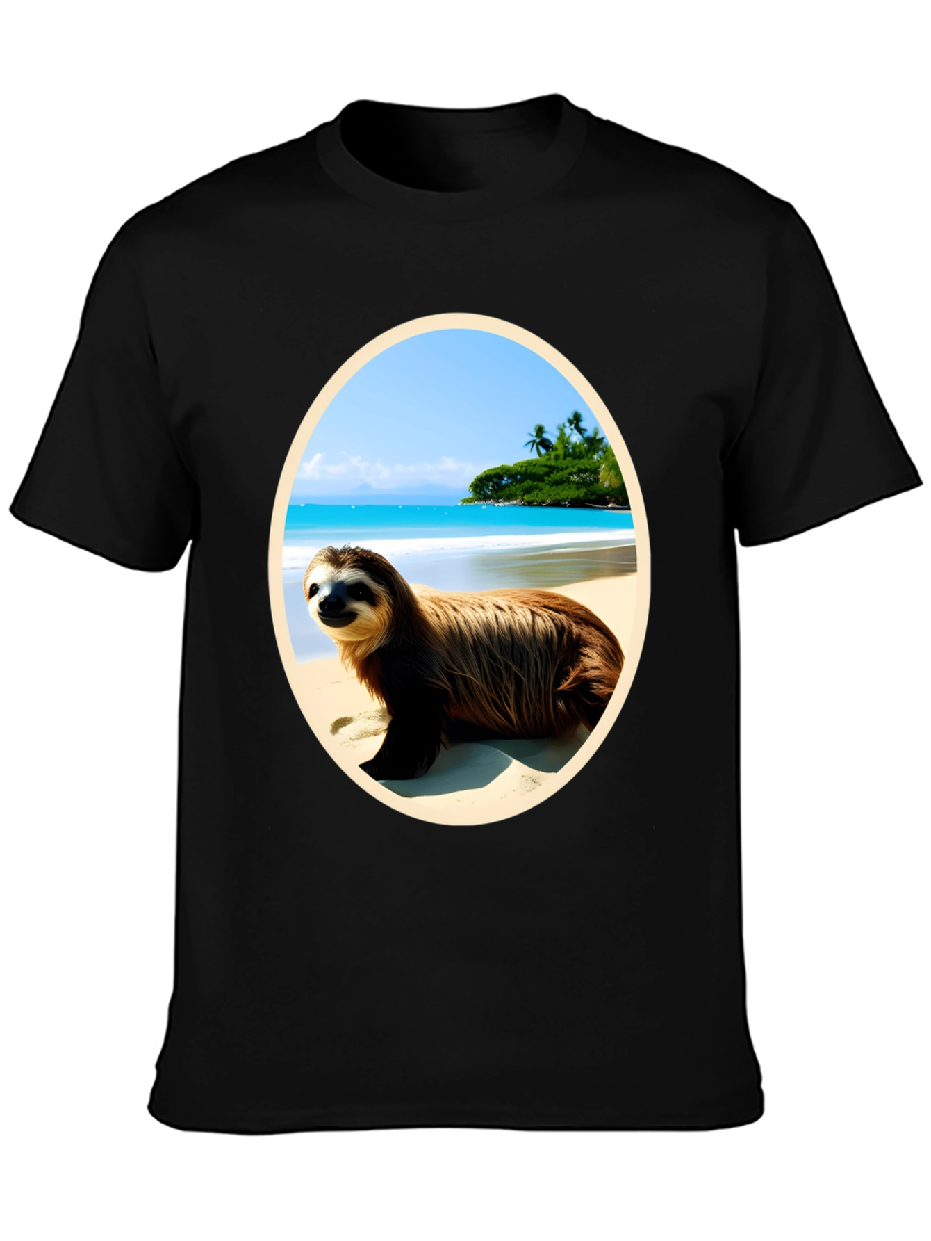 Black Sloth Beach T-Shirt view 3