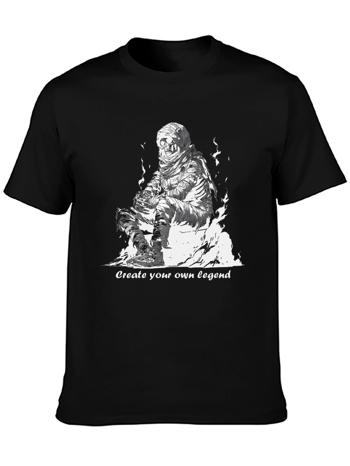Black Skull Mummy Graphic Tee - Create Your Legend view 3