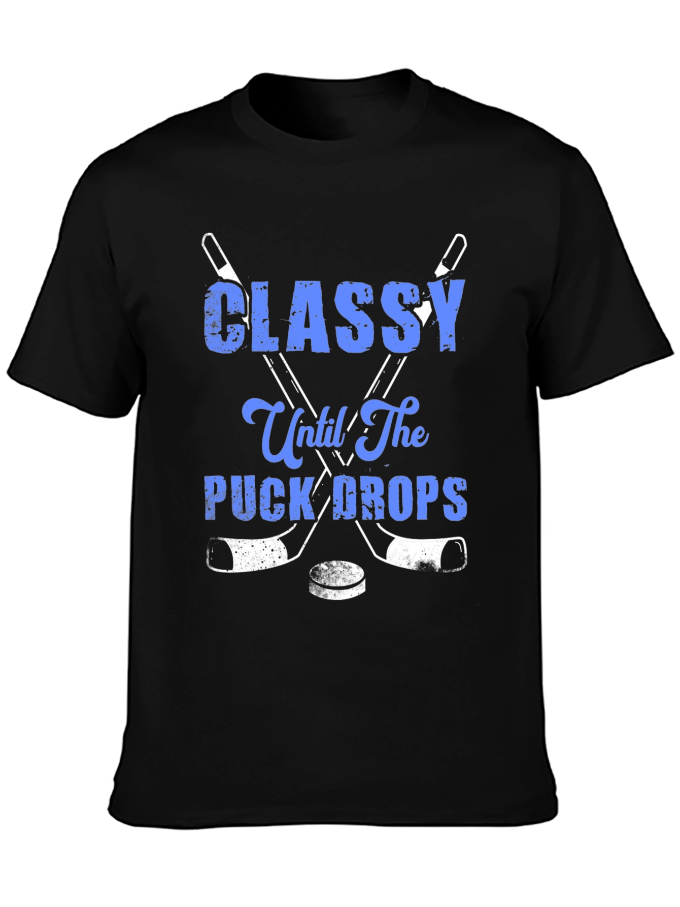 Black Classy Until The Puck Drops Hockey T-Shirt view 3