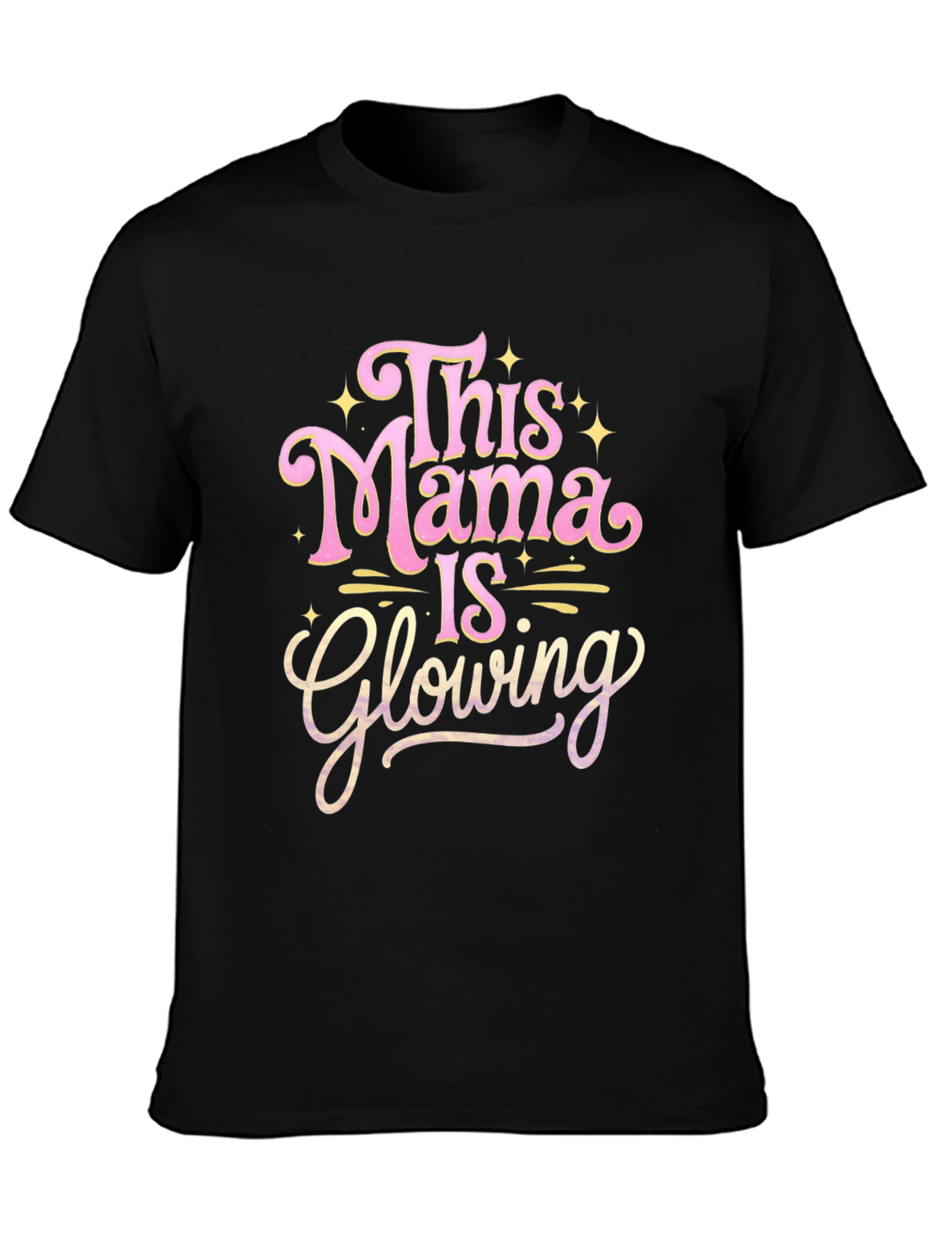 Black This Mama is Glowing T-Shirt view 3
