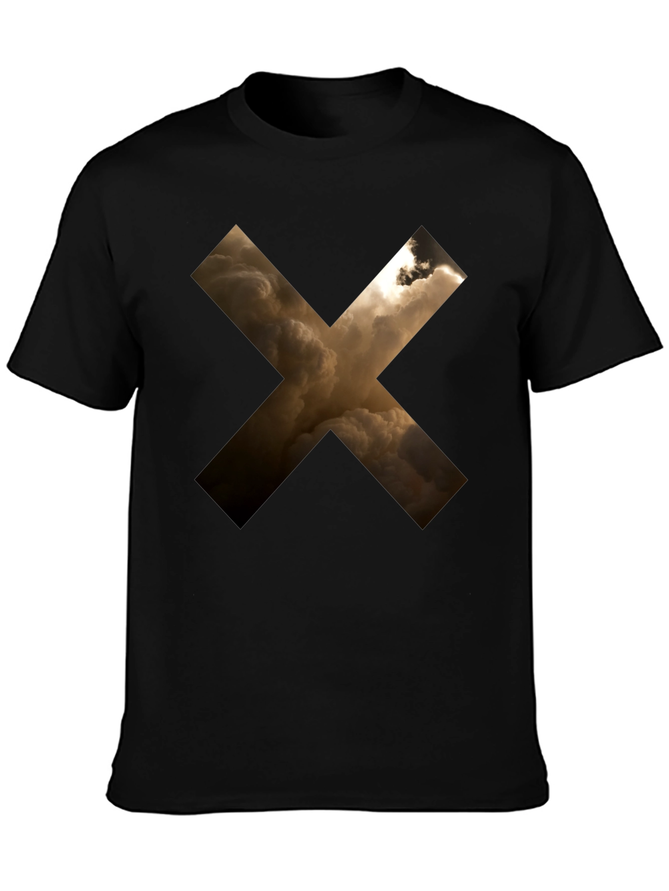 Black Abstract Cloud Cross Graphic Black T-Shirt view 3